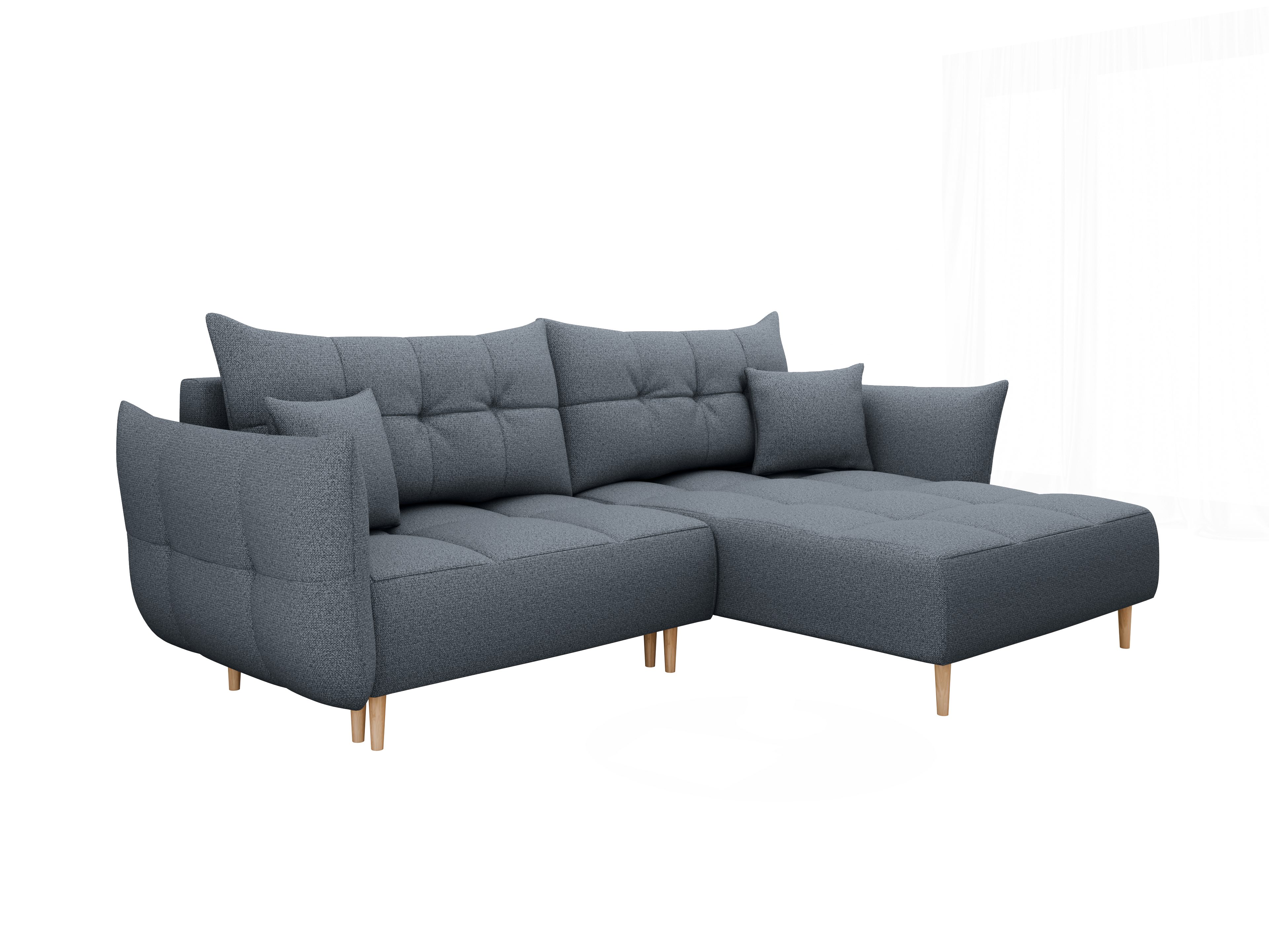 PANDA MÖBEL GmbH Ecksofa Ecksofa RAIN: Universell klappbar mit Stauraum aus grauem LOFT-Stoff, mit Relaxfunktion