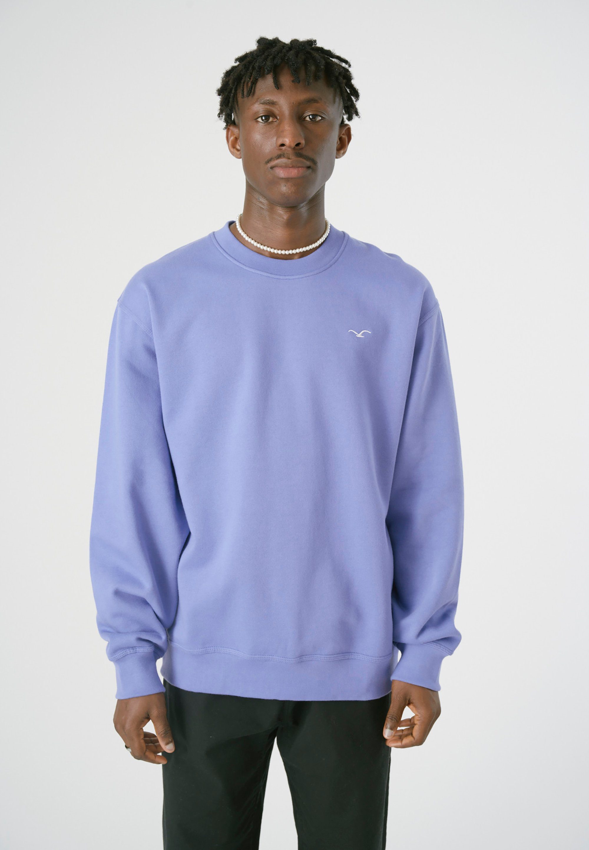 Stylisches kleiner für Sweatshirt Boxy mit Möwenstickerei, von Cleptomanicx Sweatshirt Herren Cleptomanicx Ligull