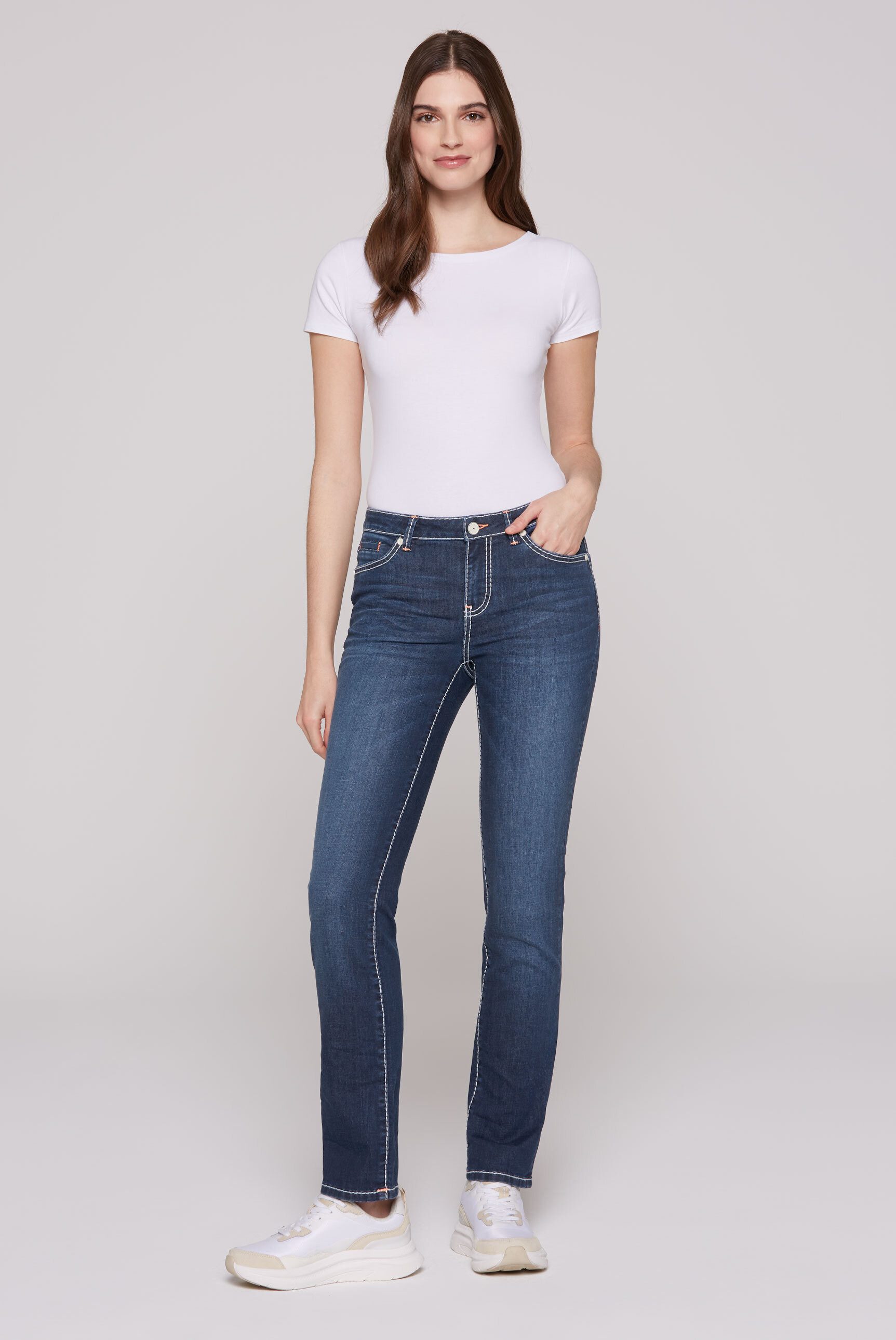 SOCCX Regular-fit-Jeans mit breiten Nähten