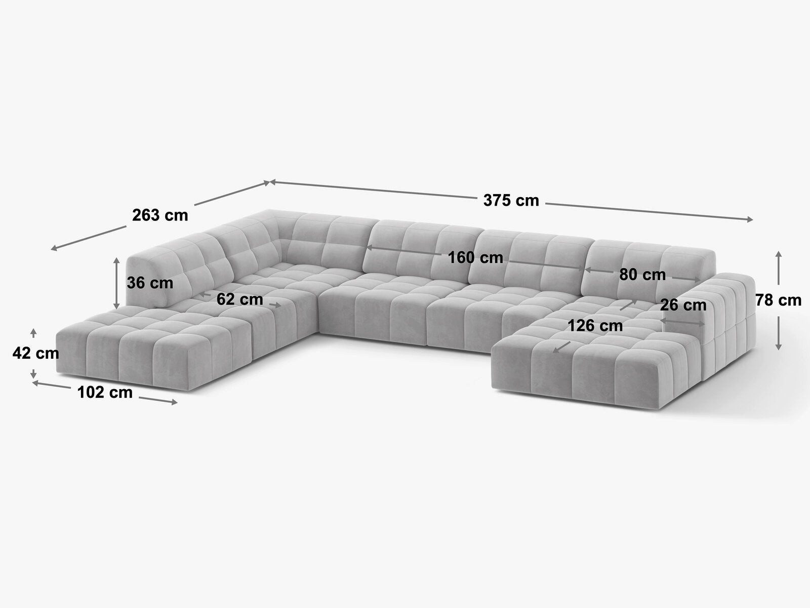Micadoni Ecksofa Jennifer, 7-Sitzer Panorama Sofa
