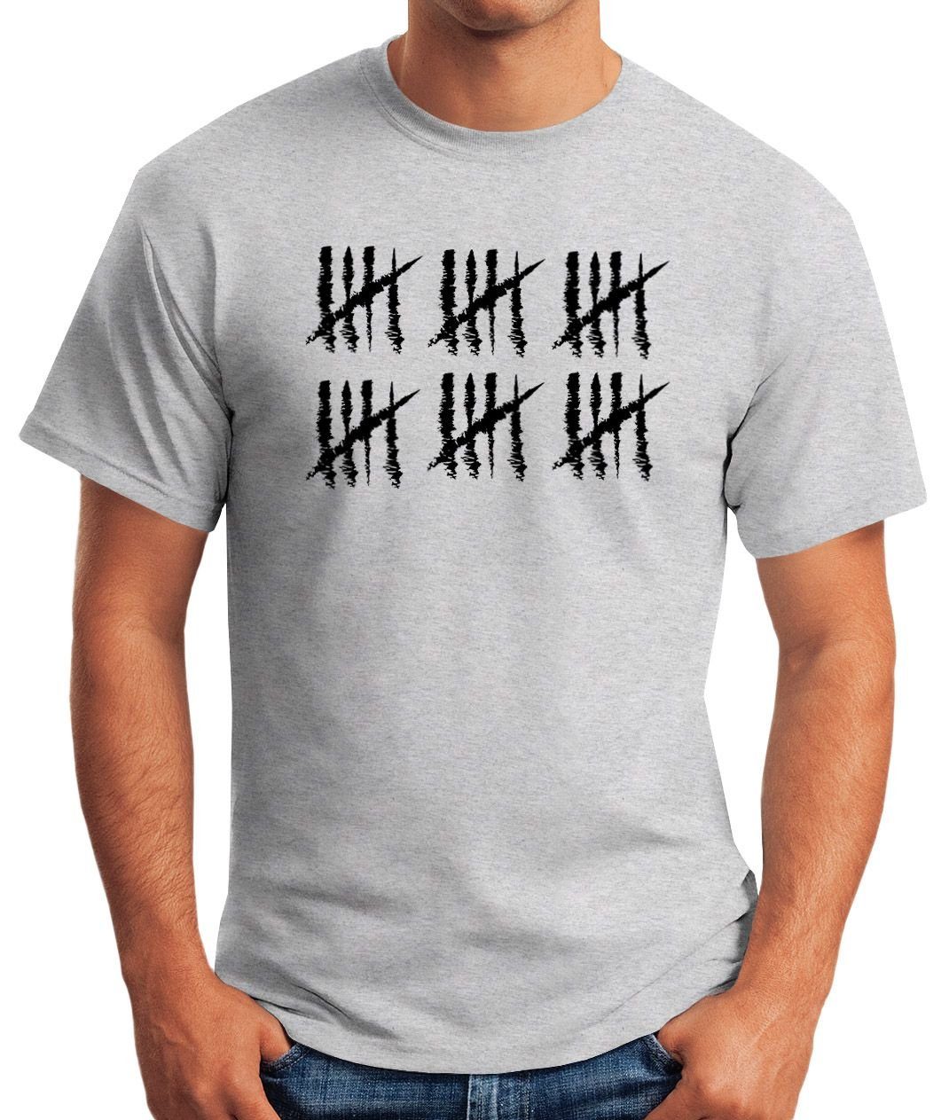 MoonWorks Print-Shirt T-Shirt Striche Herren mit Print Alter Geburtstag [object Moonworks® Jubiläum 30 Geschenk Fun-Shirt Object] Strichliste Jahrgang grau
