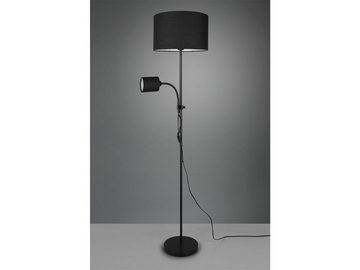 meineWunschleuchte LED Stehlampe, Lesearm, LED wechselbar, Warmweiß, Design-klassiker mit Leselampe Lampenschirm-e Stoff Schwarz Höhe 160cm