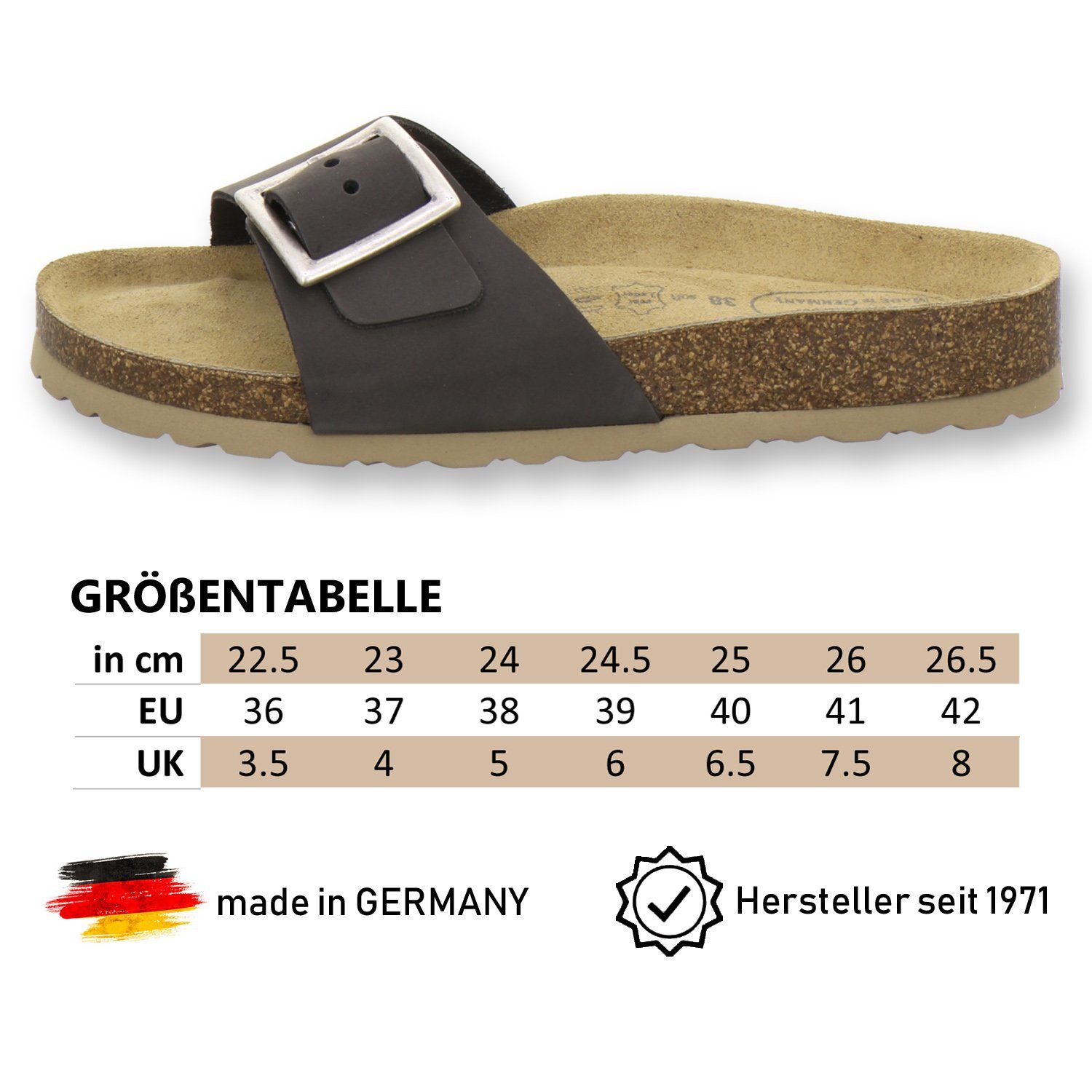 Damen Pantolette AFS-Schuhe Germany für Leder, in stone 2112 aus Made Pantoletten sommerliche