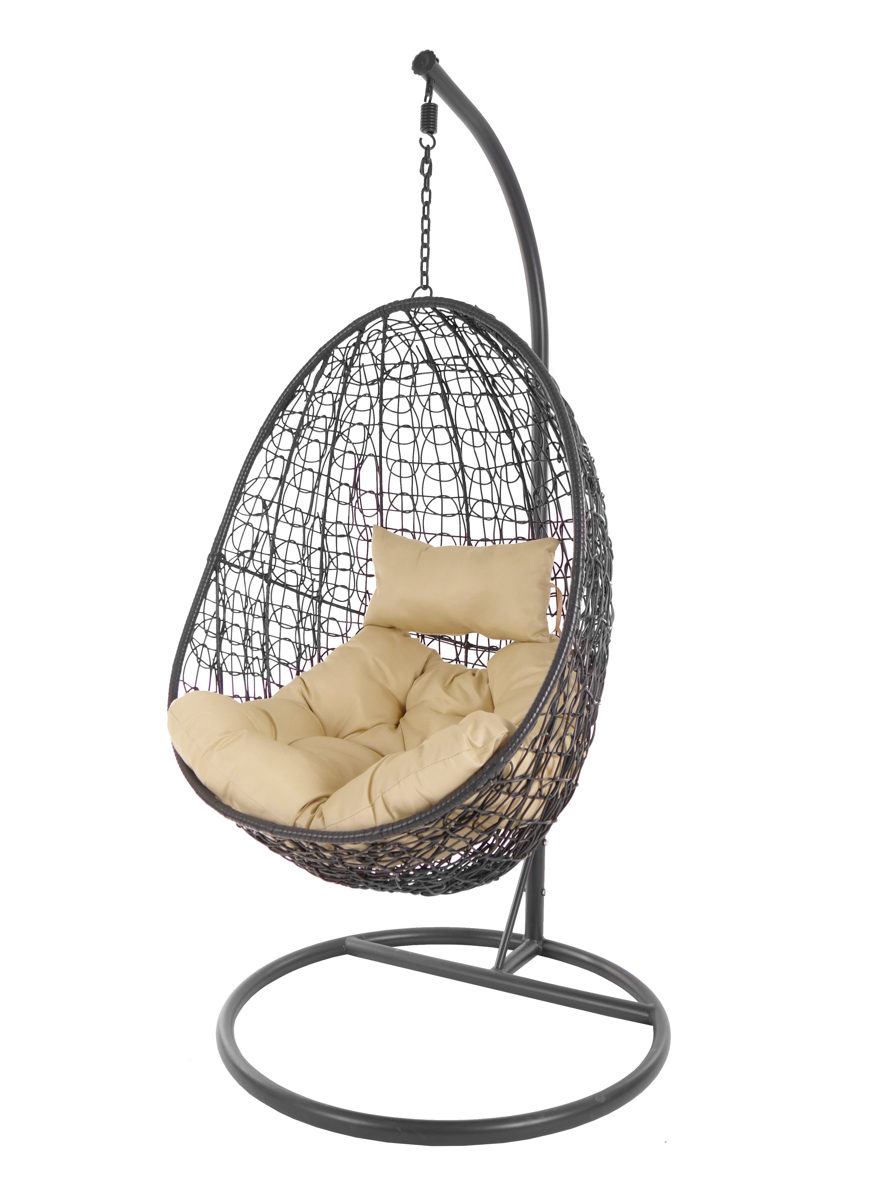 Kissen, KIDEO hellbraun Chair, moderner Hängesessel Schwebesessel Hängesessel und mit Capdepera Loungemöbel (7007 Gestell anthrazit, capucchino) Swing