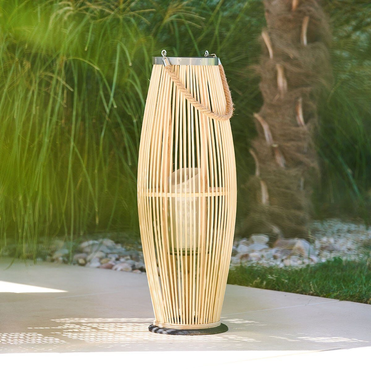 Home-trends24.de Kerzenlaterne Kerzenhalter Bambus Windlicht Kerzenlaterne  Garten Terrasse