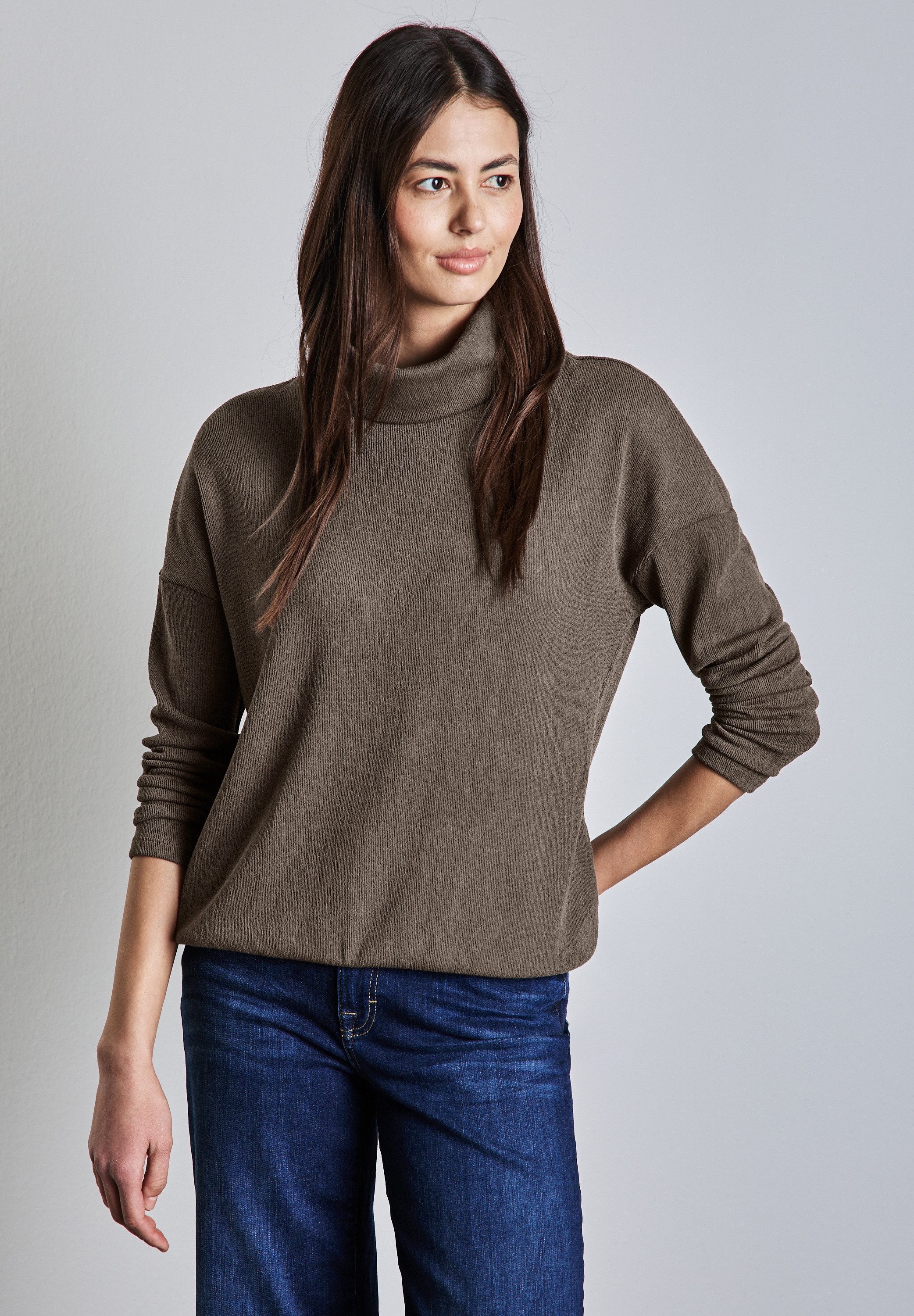 STREET ONE Langarmshirt mit Schalkragen