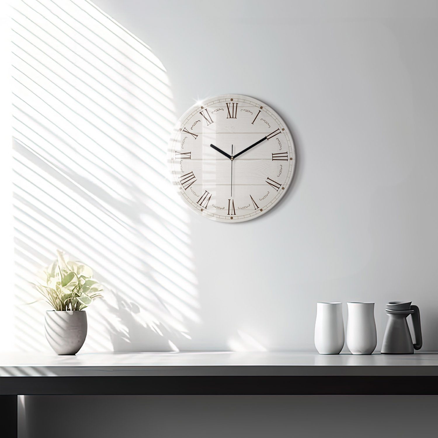 Tulup Wanduhr Glas Wanduhr Mit Motiv Römische Ziffern Wanduhr Aus Glas Glas Wanduhr