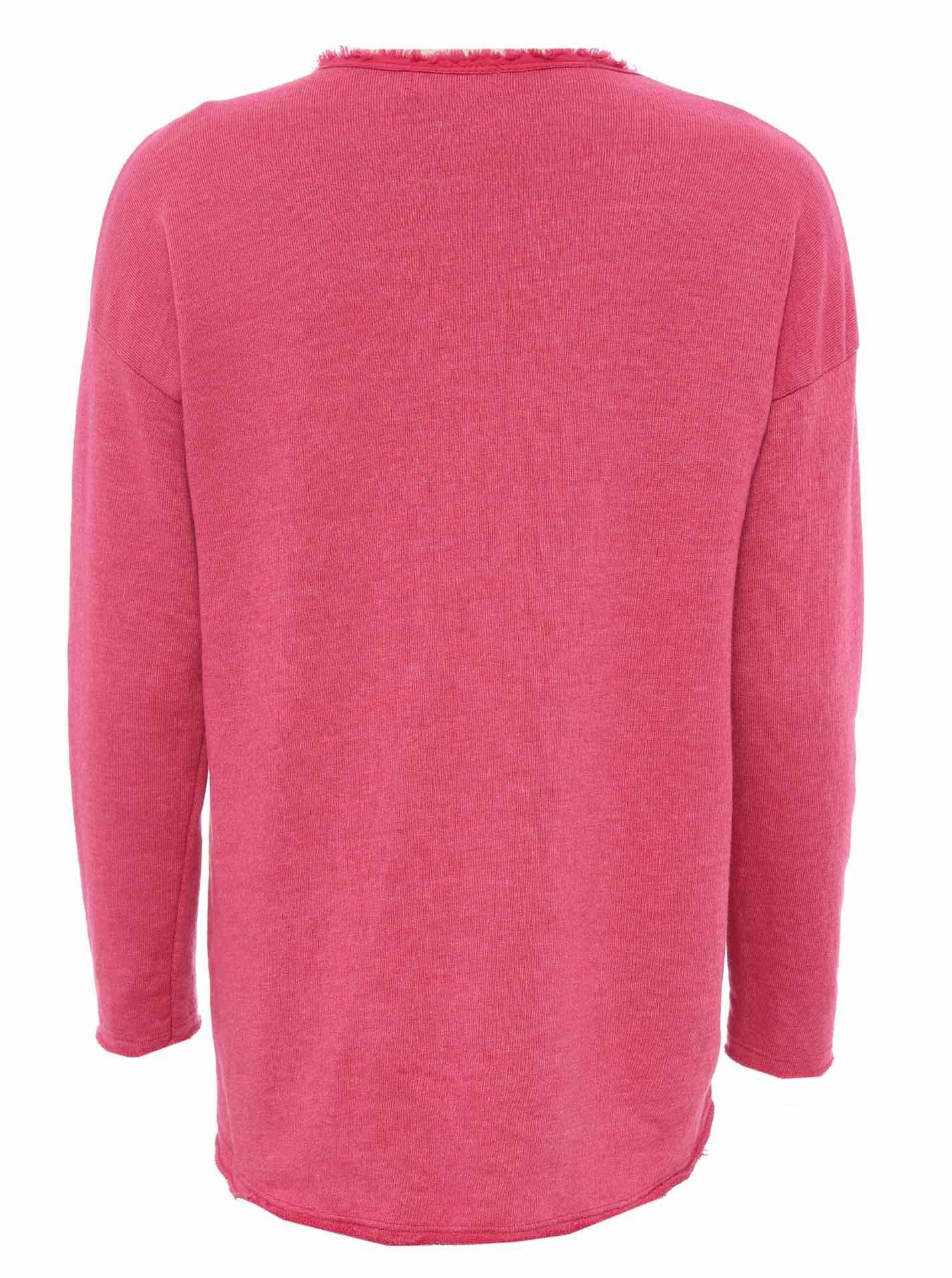 Zwillingsherz Sweatshirt ausgefranster V-Ausschnitt, Vintage Look, Langarm – Bild 3 von 5