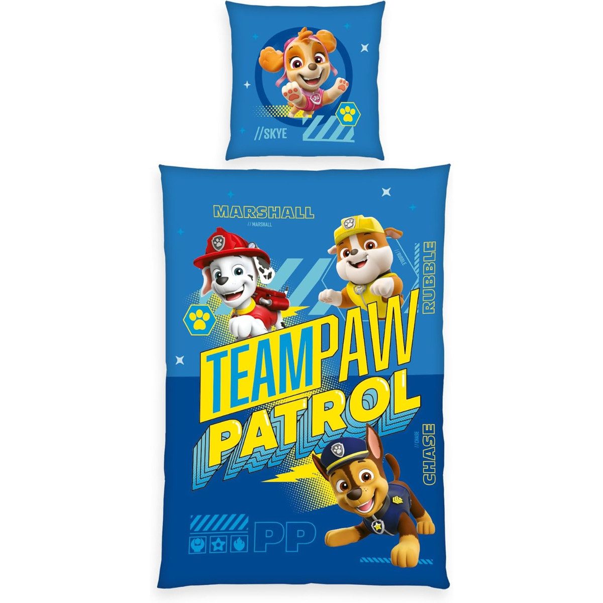 PAW PATROL Bettwäsche 135 x 200 cm Baumwolle Kinder Bettset 2 teilig Wendemotiv, 2 teilig