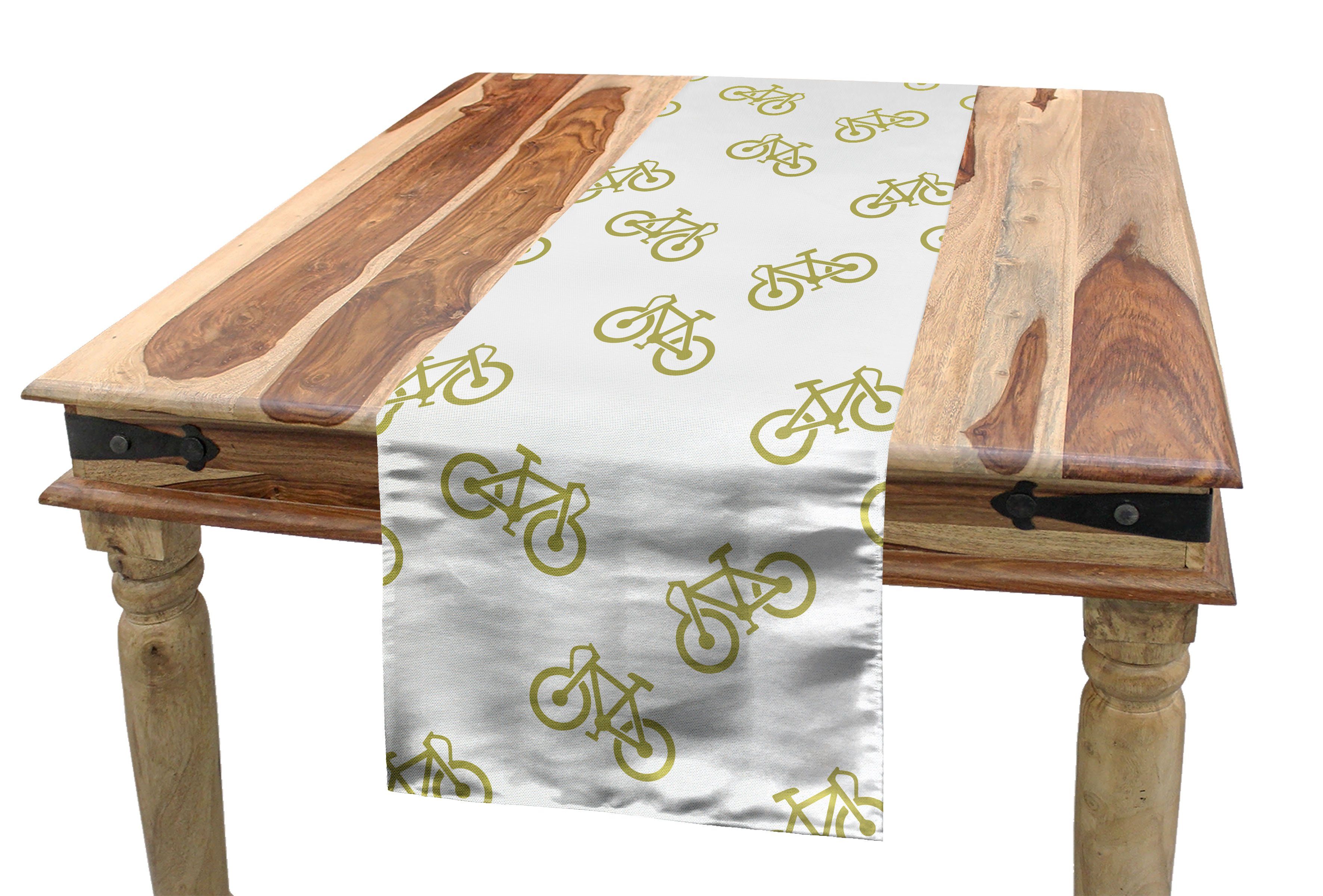 Abakuhaus Tischläufer Esszimmer Küche Khaki Fahrrad-Piktogramm Dekorativer Rechteckiger Tischläufer, Einfaches Design