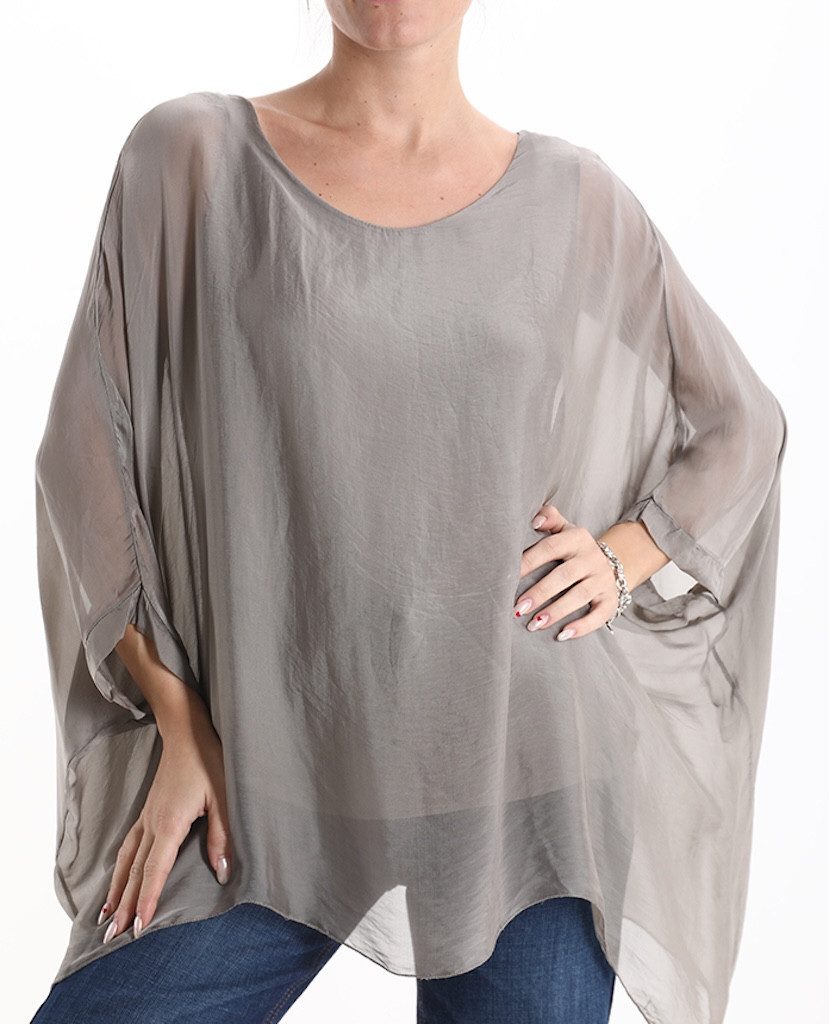 BZNA Seidenbluse Tunika Seidentunika Fledermaus Ärmel