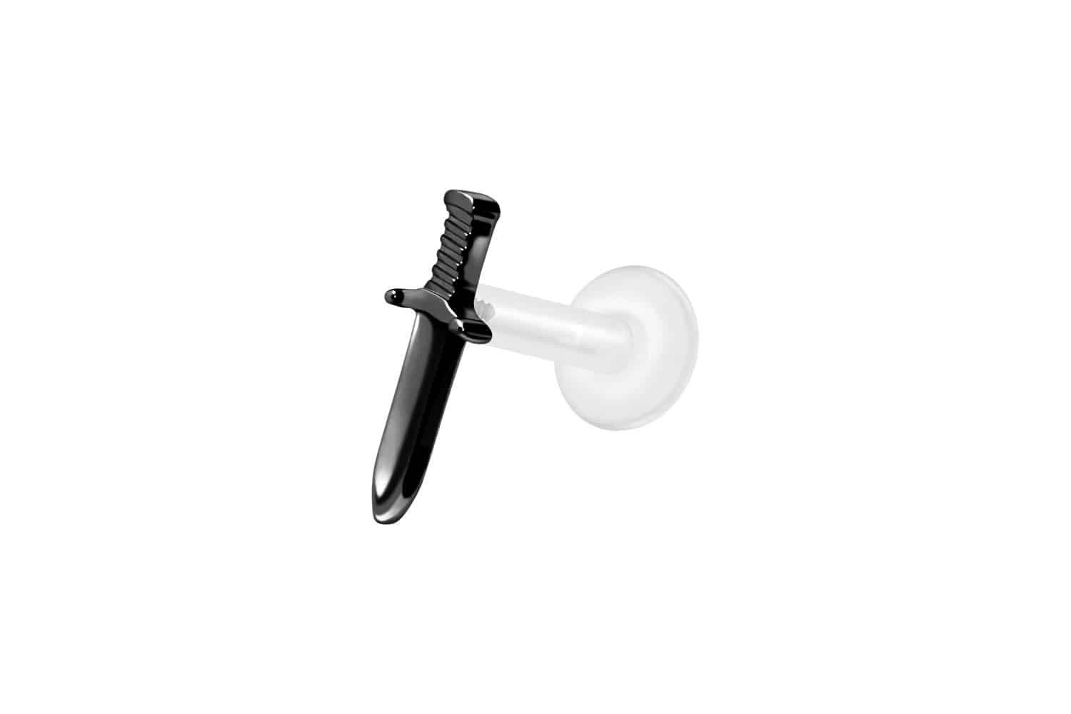PIERCINGLINE Piercing-Set PTFE Labret mit Innengewinde + Titan-Aufsatz SCHWERT (Labrets, 1-tlg)