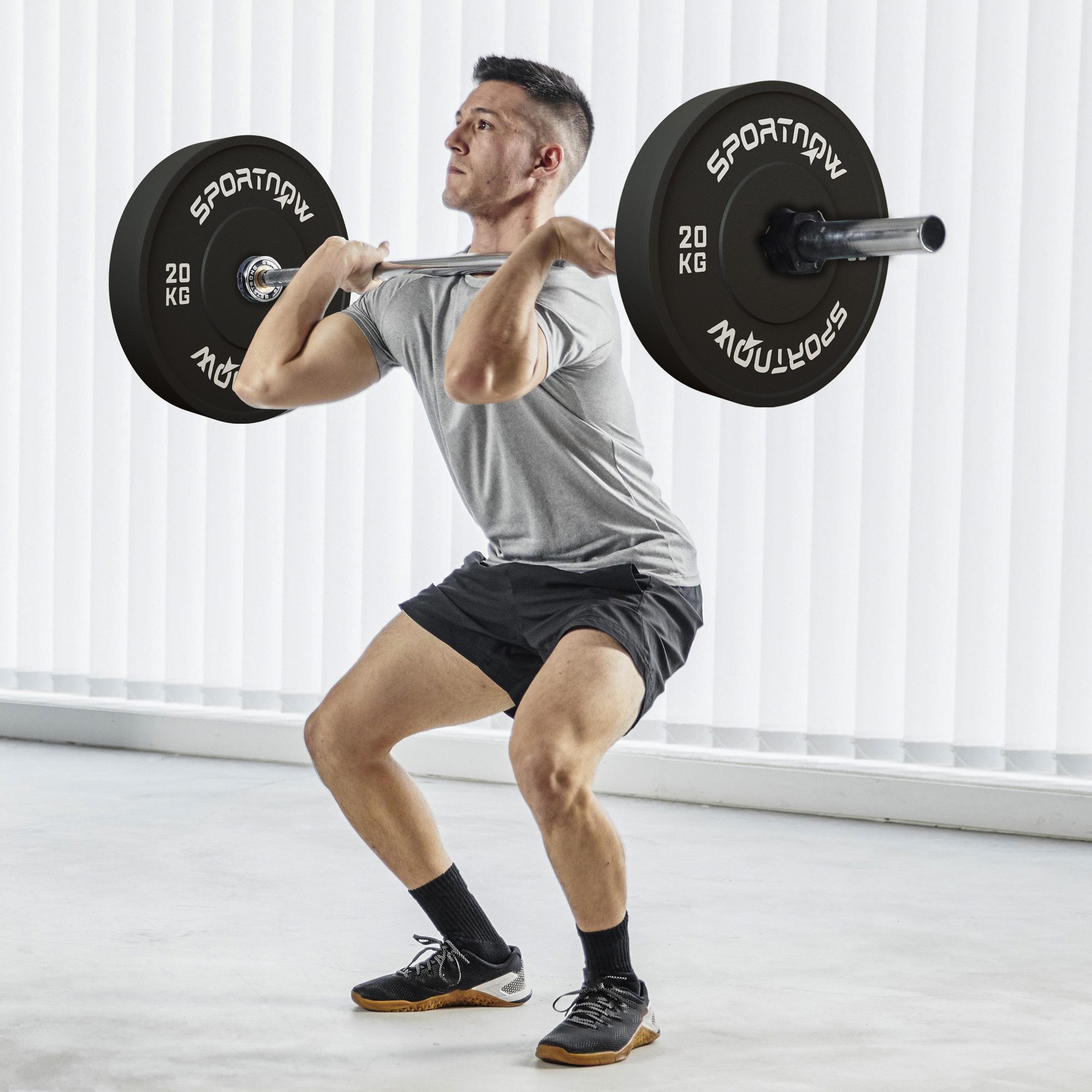 SPORTNOW Hantelscheiben 2er-Set, 2 x 20kg Gewichte, 40 kg, für 5 cm Hantelstange, Ø 50 mm Bohrung, Schwarz