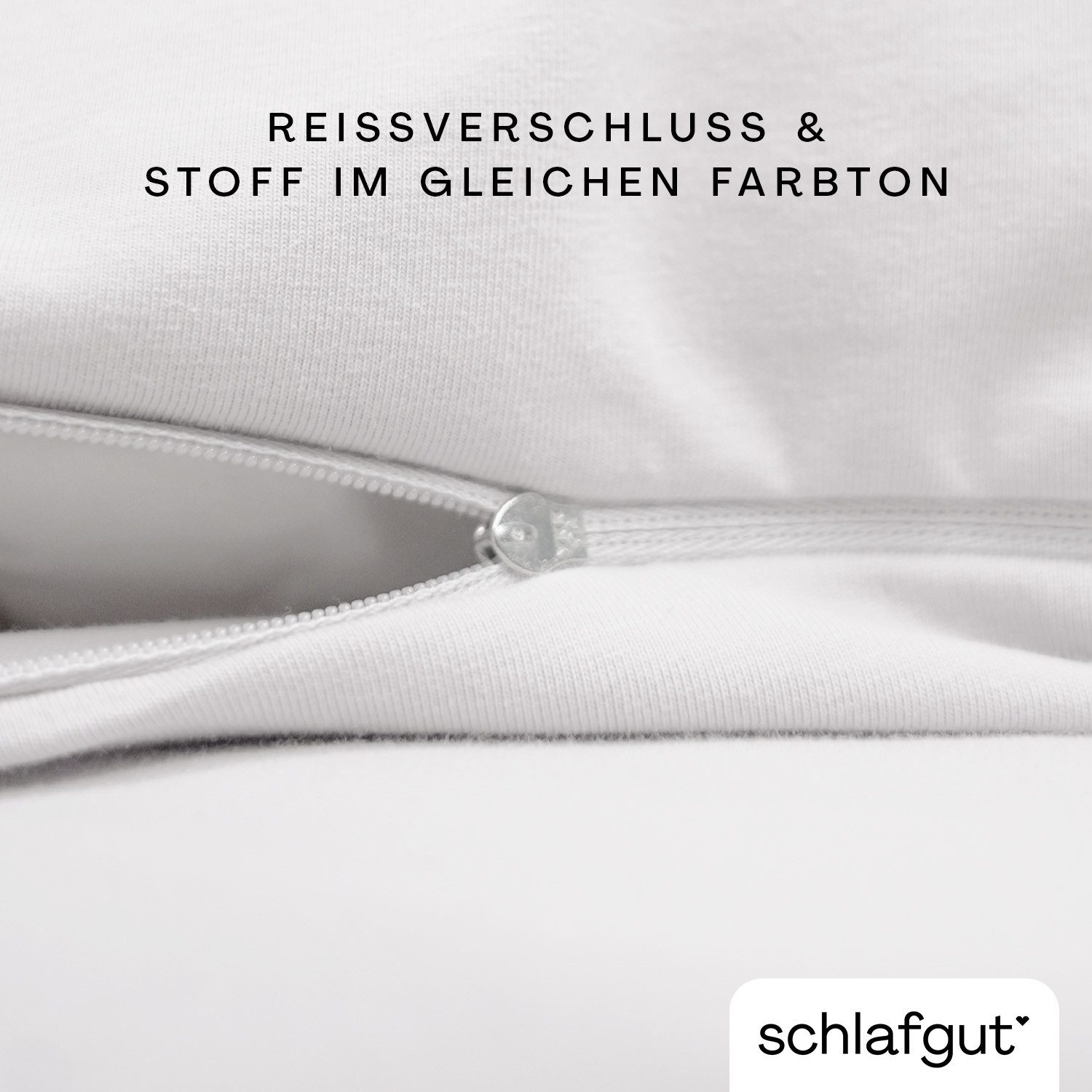 Schlafgut Bettwäsche Premium Knitted Jersey 2teiliges Bettwäscheset, Jersey, 2 teilig, Ton-in-Ton Reißverschluss, Bio-Baumwolle mit Elasthan, Uni, OEKO Tex