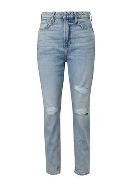 QS 5-Pocket-Jeans Ankle Jeans Mom / Relaxed Fit / High Rise / Tapered Leg Label-Patch, Destroyes