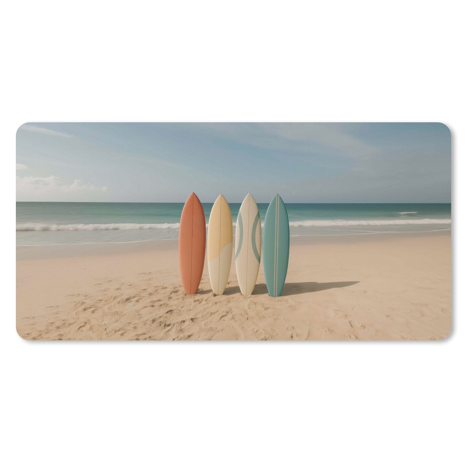 MuchoWow Mauspad Strand - Surfbrett - Pastell (1-St), Mousepad mit Rutschfester Unterseite, Gaming XXL, Großes, 120x60 cm