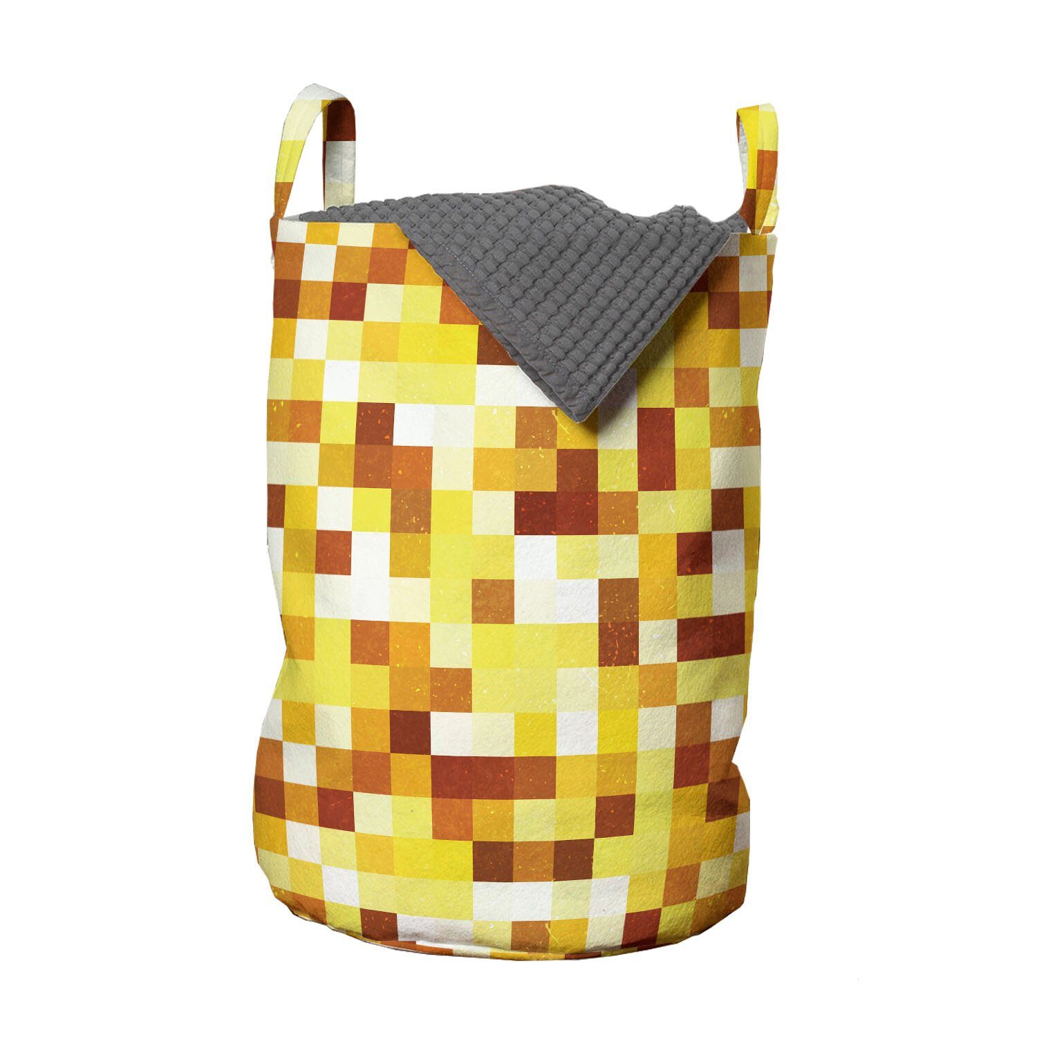 Abakuhaus Wäschesäckchen Wäschekorb mit Griffen Kordelzugverschluss für Waschsalons, Abstrakt Pixel Art Grunge Quadrate