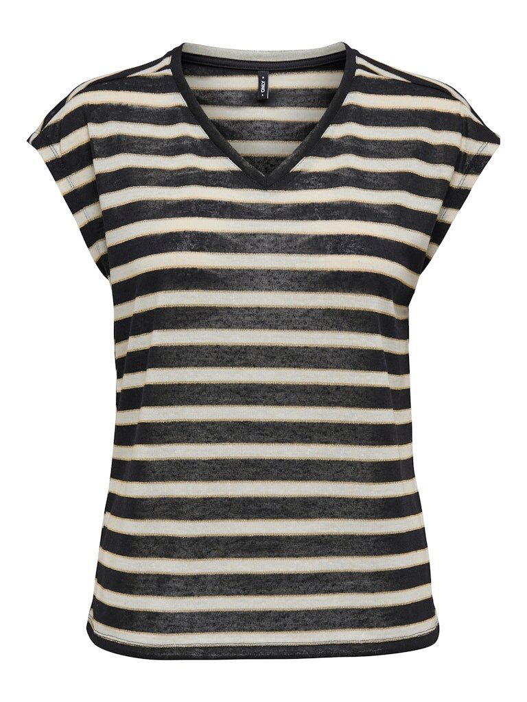 Blusentop ONLFINE S/S V-NECK SHINE TOP JRS
