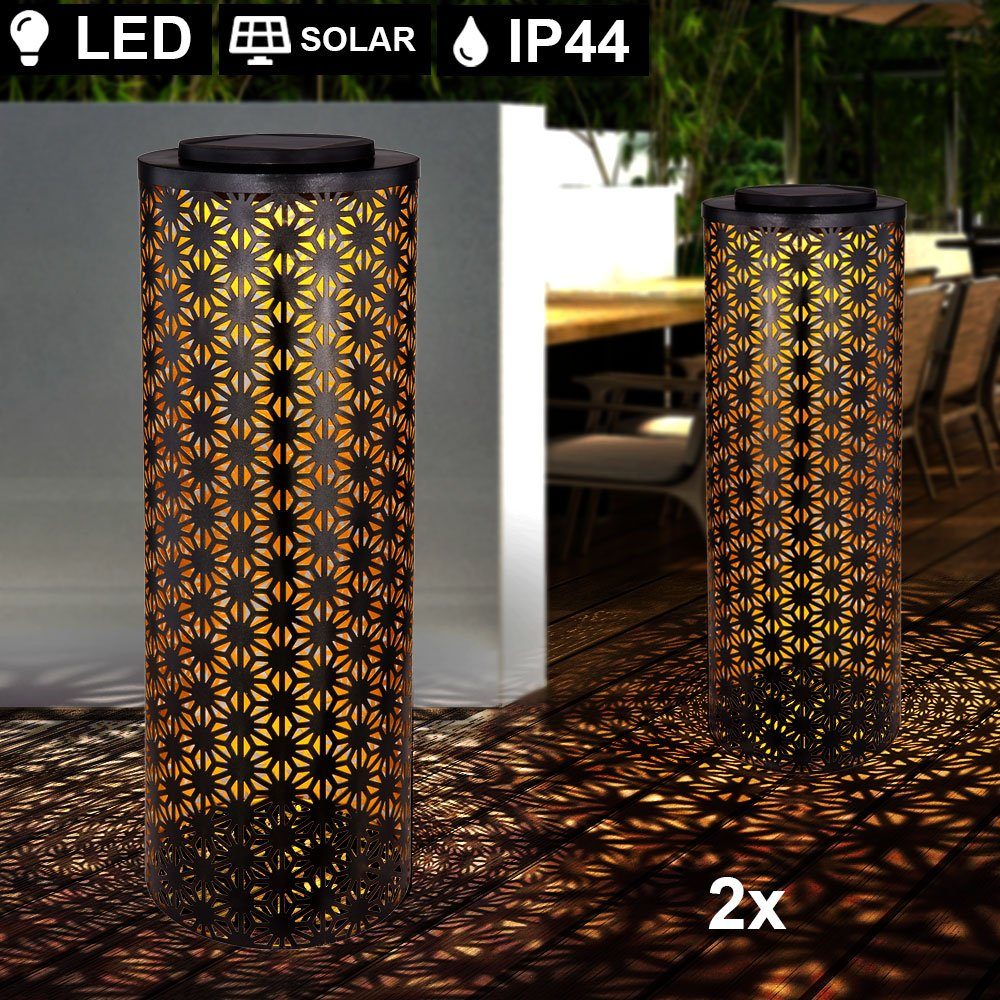 Solar LED Aussen Lampe Gold/Schwarz Terrassen Balkon Leuchten Garten Beleuchtung 