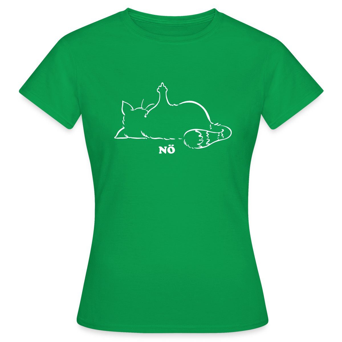Spreadshirt T-Shirt Katze Nö Neinsager Mittelfinger günstig online kaufen