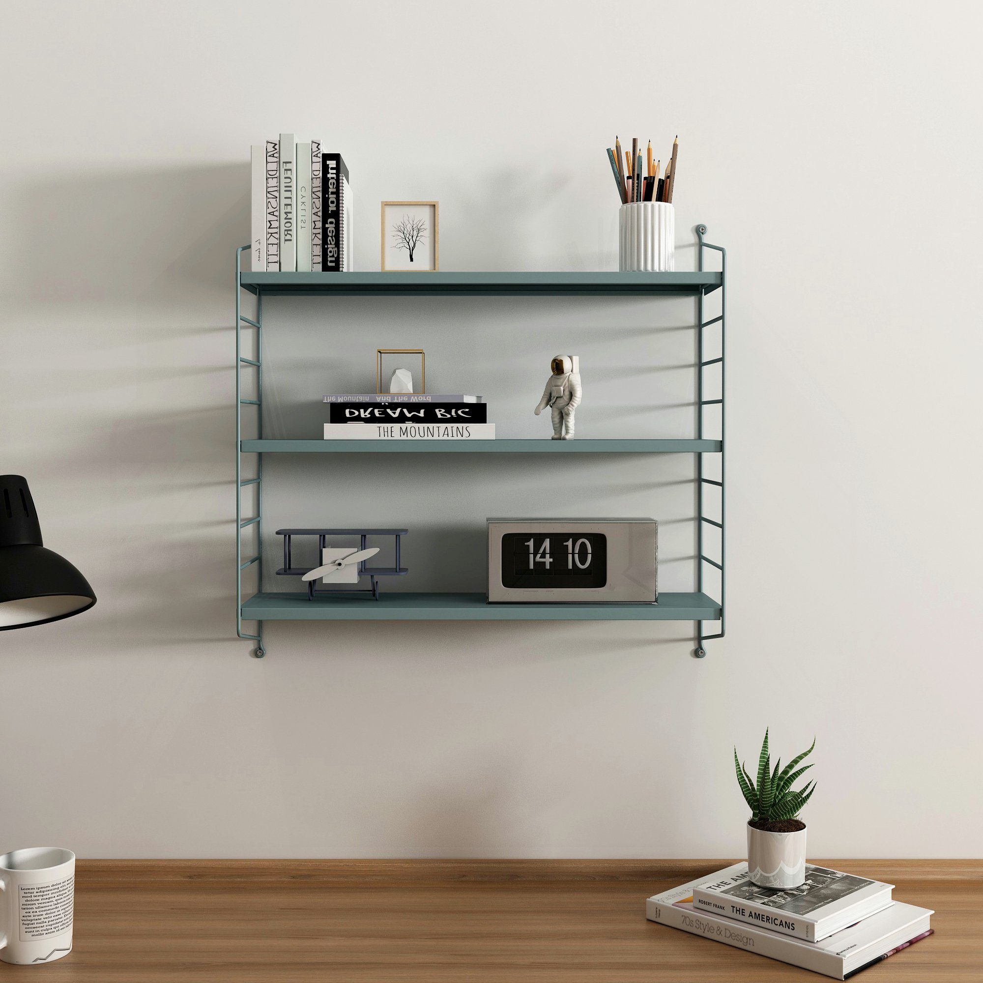 en.casa Wandregal, 1-tlg., »Strängnäs« Graublau, matt