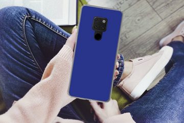 MuchoWow Handyhülle Blau - Einfarbig - Dunkelblau, Handyhülle Huawei P40 Lite, Handy Case, Silikon, Bumper Case