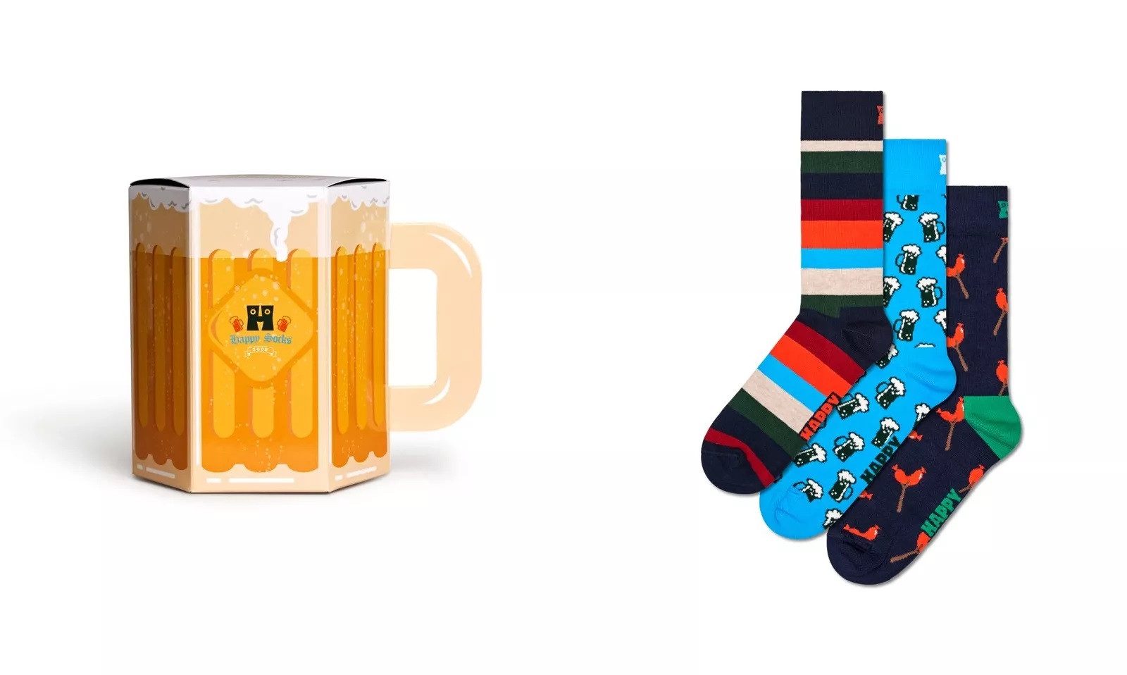 Happy Socks Socken 3 Paar Happy Socks Wurst & Bier Baumwoll-Socken Geschenk günstig online kaufen