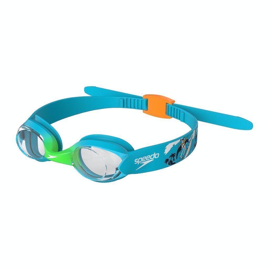 Speedo Schwimmbrille Speedo Infant Illusion Goggle Azure Blue/Fluo Green/Flue Orange/Clear, (1-St), Schutz vor UV-Strahle