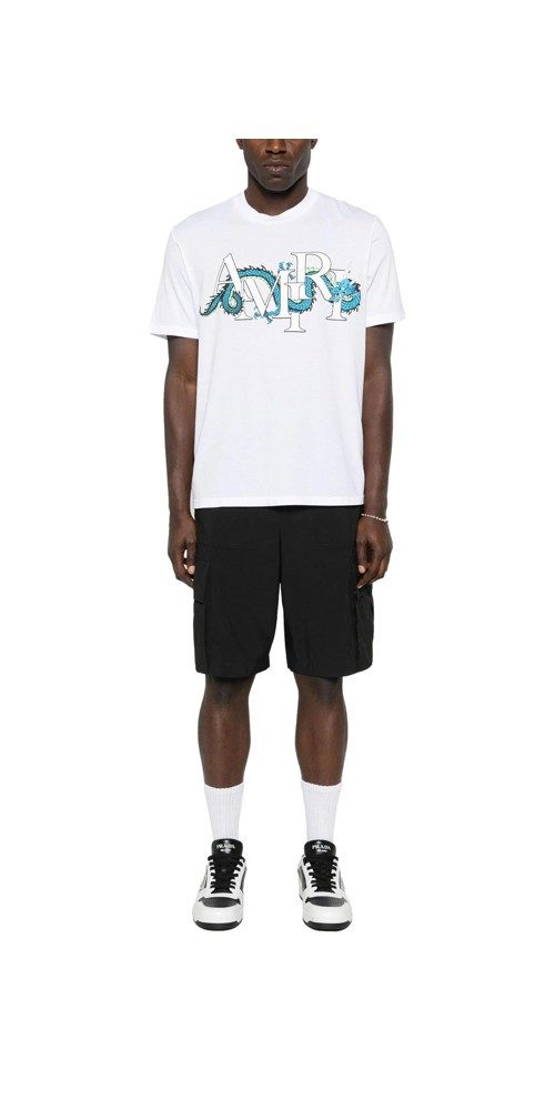 Print-Shirt AMIRI T-Shirt mit Drachen-Print Weiß Herren