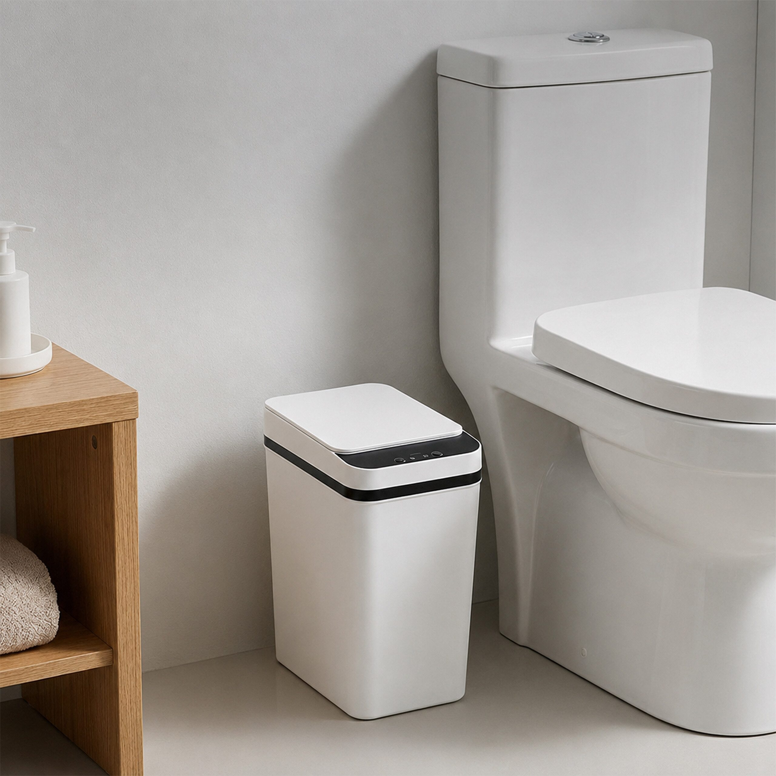 relaxdays Mülleimer 9L mit Sensor, schwarz