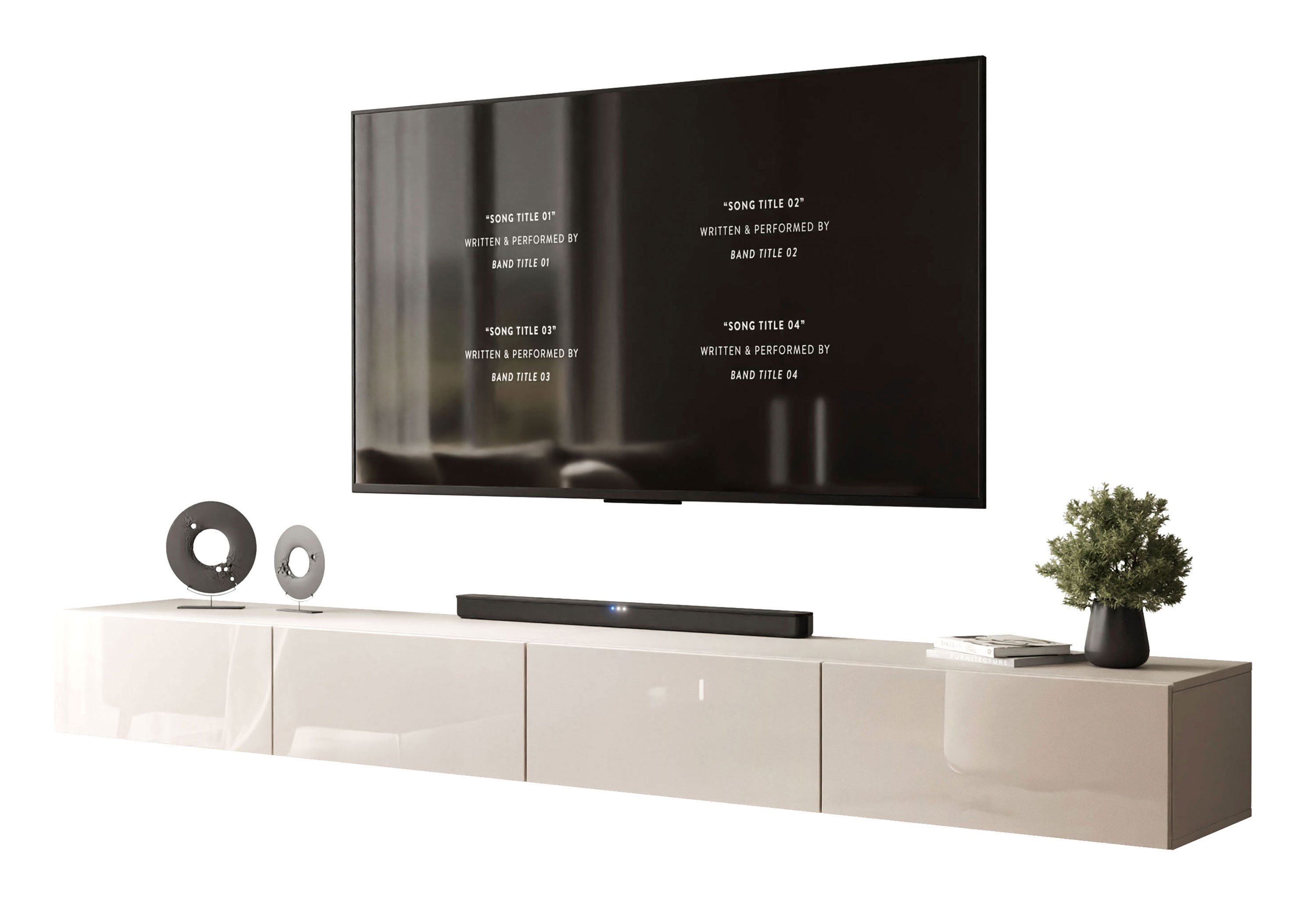 Lookway TV-Schrank CARMEN 250 cm Elegant Hängender TV Lowboard aus Hochglanz