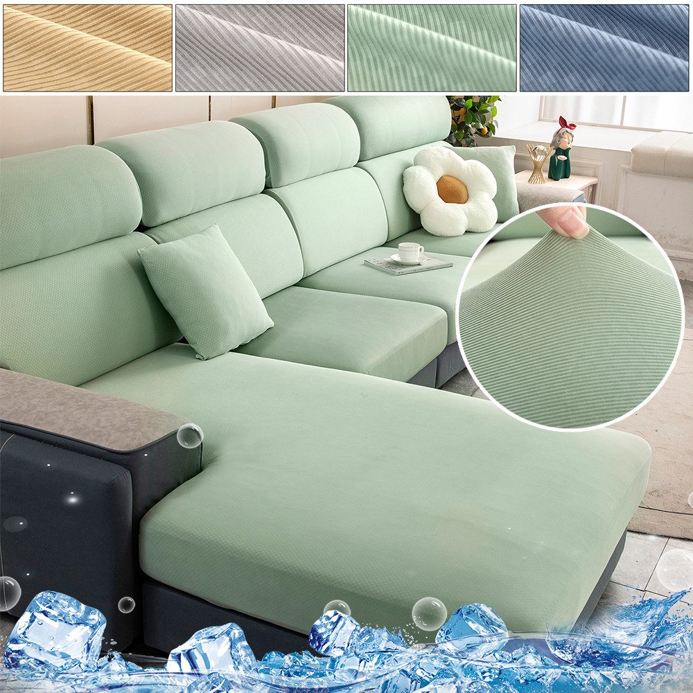 Jibenhome Sofahusse Sofa überzug 3 Sitzer, Sitzkissenbezug für Couch Stretch, Sofa Cover, Sofabezug 1/2 Sitzer, Couch bezüge Summer Kühlung Elastischer Husse