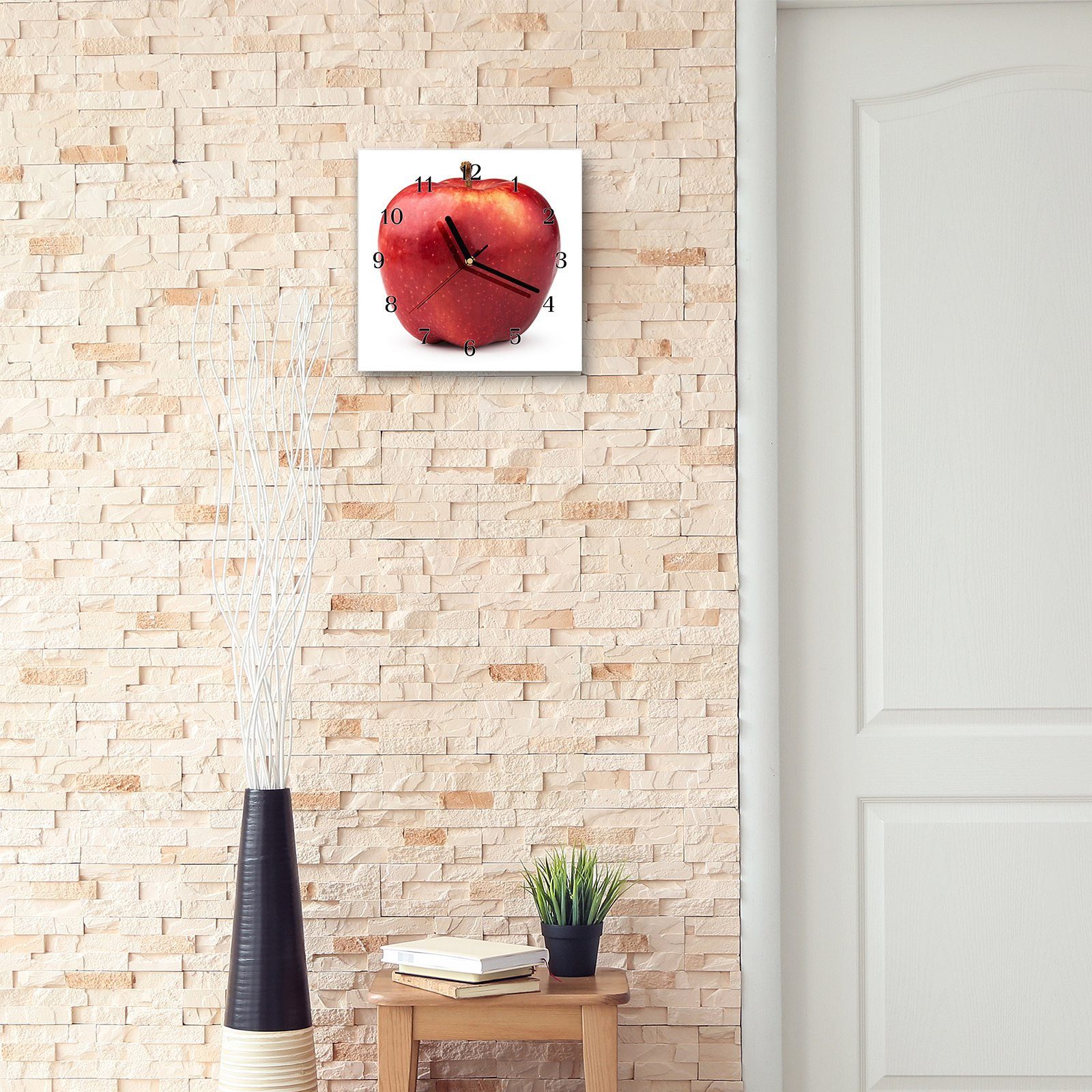 30 Wanduhr Wanduhr x Motiv Größe Wandkunst Glasuhr 30 cm Apfel Ein Primedeco mit
