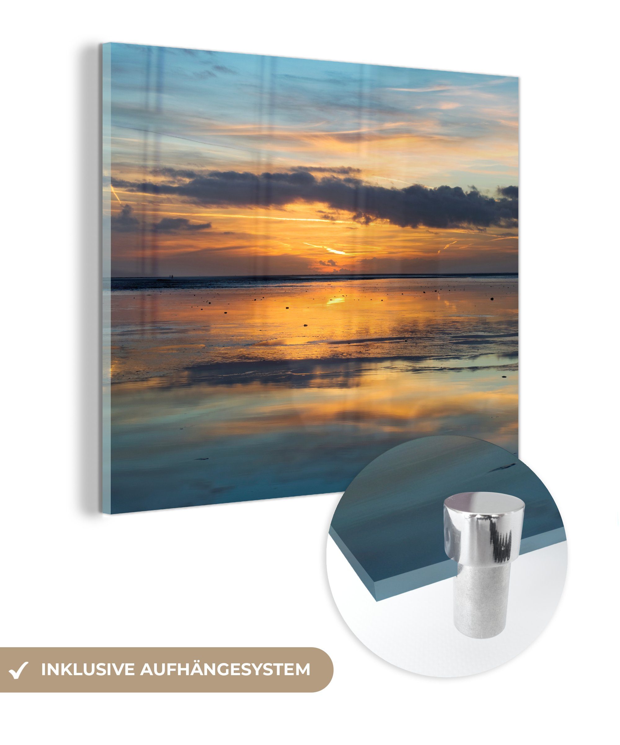 (1 St), - Glas Horizont - Acrylglasbild Glasbilder auf - Meer Wanddekoration Foto auf Farben, Bilder MuchoWow Wandbild Glas - -