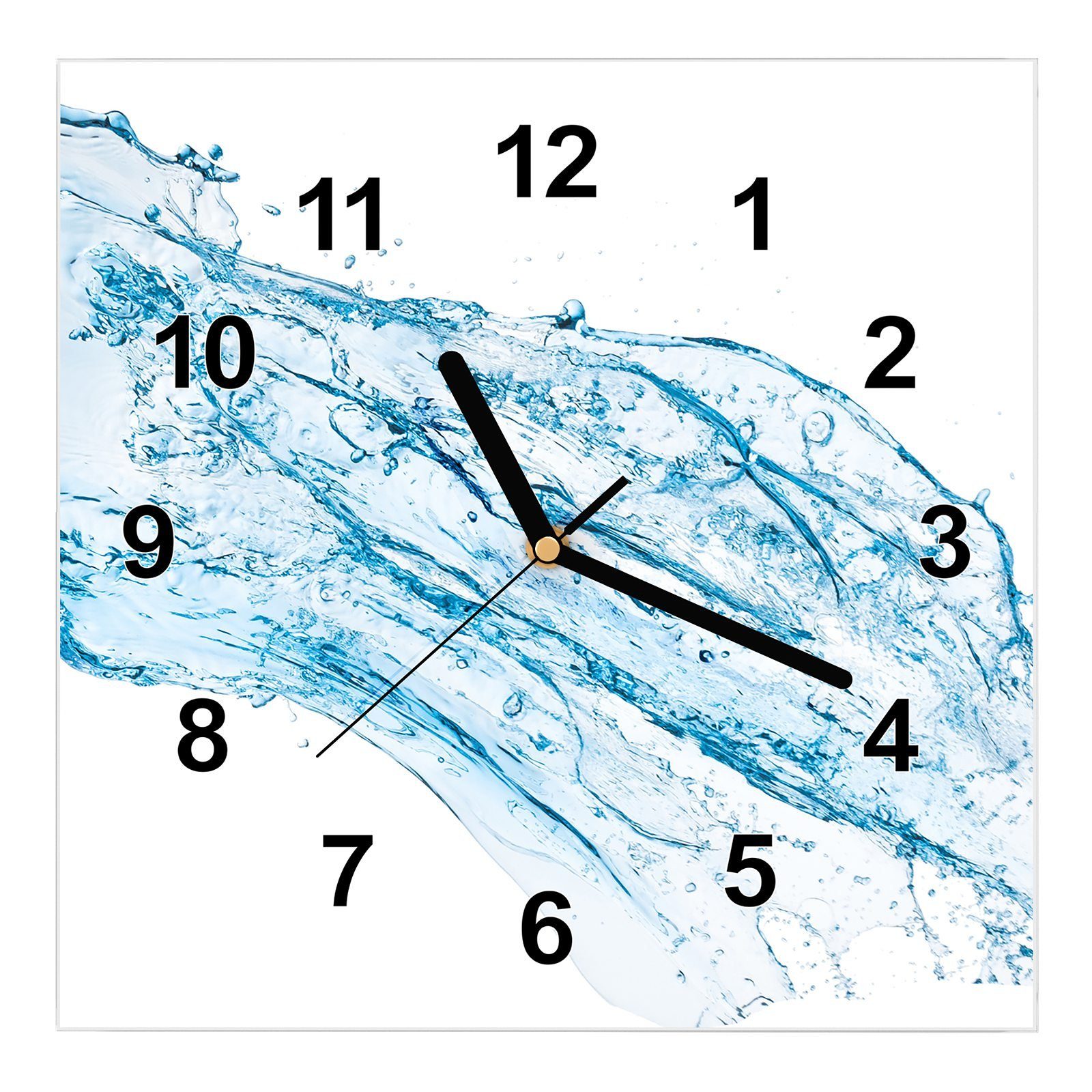 x Wassersplash Größe Blaue Primedeco Glasuhr Wandkunst Wanduhr Motiv 30 cm mit 30 Wanduhr