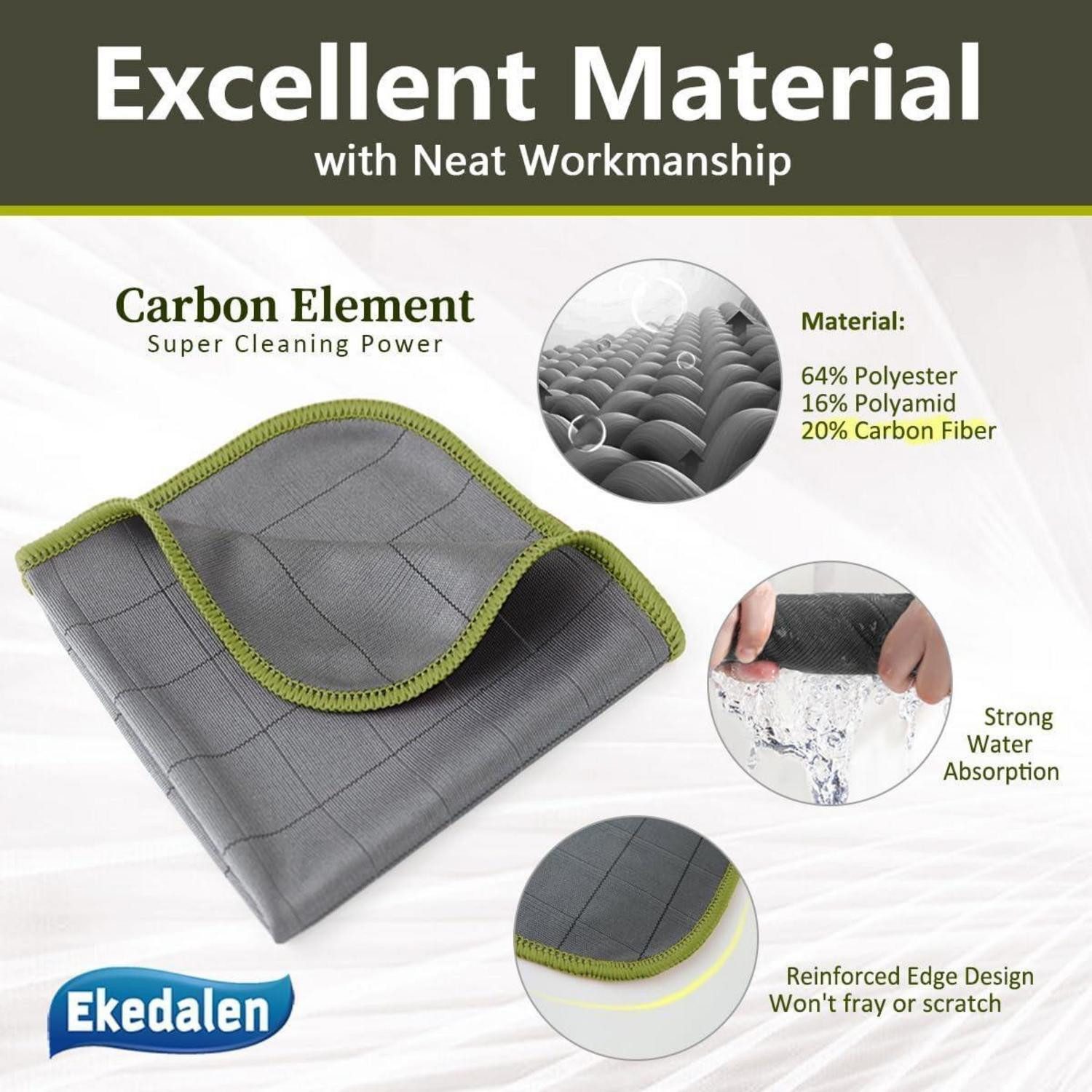 LuxusKollektion Fensterputztücher Mikrofaser Carbon Poliertuch Grün 30 x 30 cm Mikrofasertuch