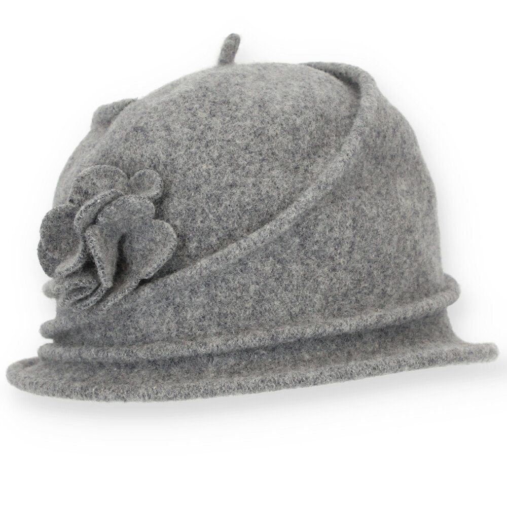 halsüberkopf Accessoires Filzhut Kappe Hut aus 100% Wolle mit Blumenapplika günstig online kaufen