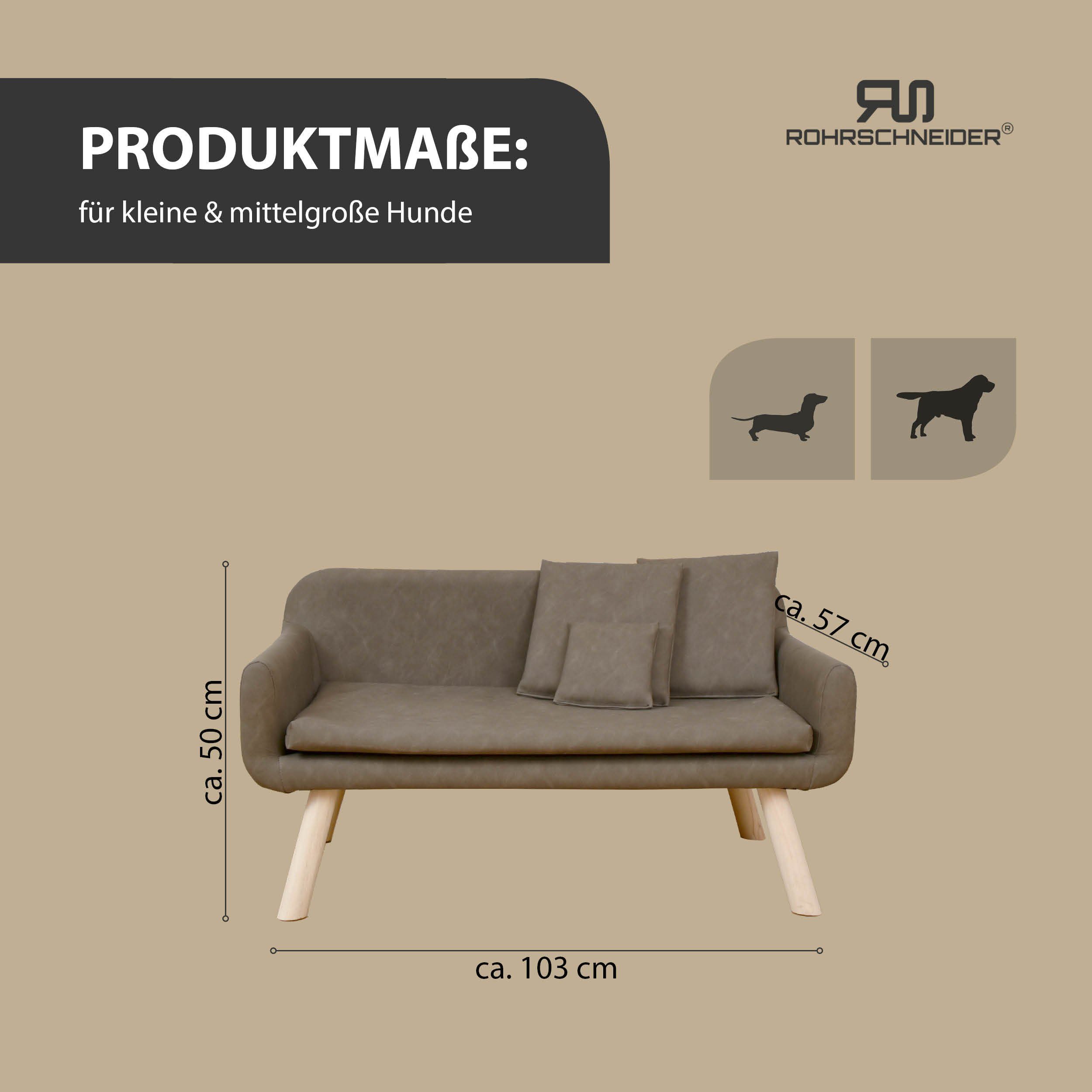 Rohrschneider Tiersofa Hundesofa XL abwaschbar - Braun / Grau - Komfortables Kunstleder