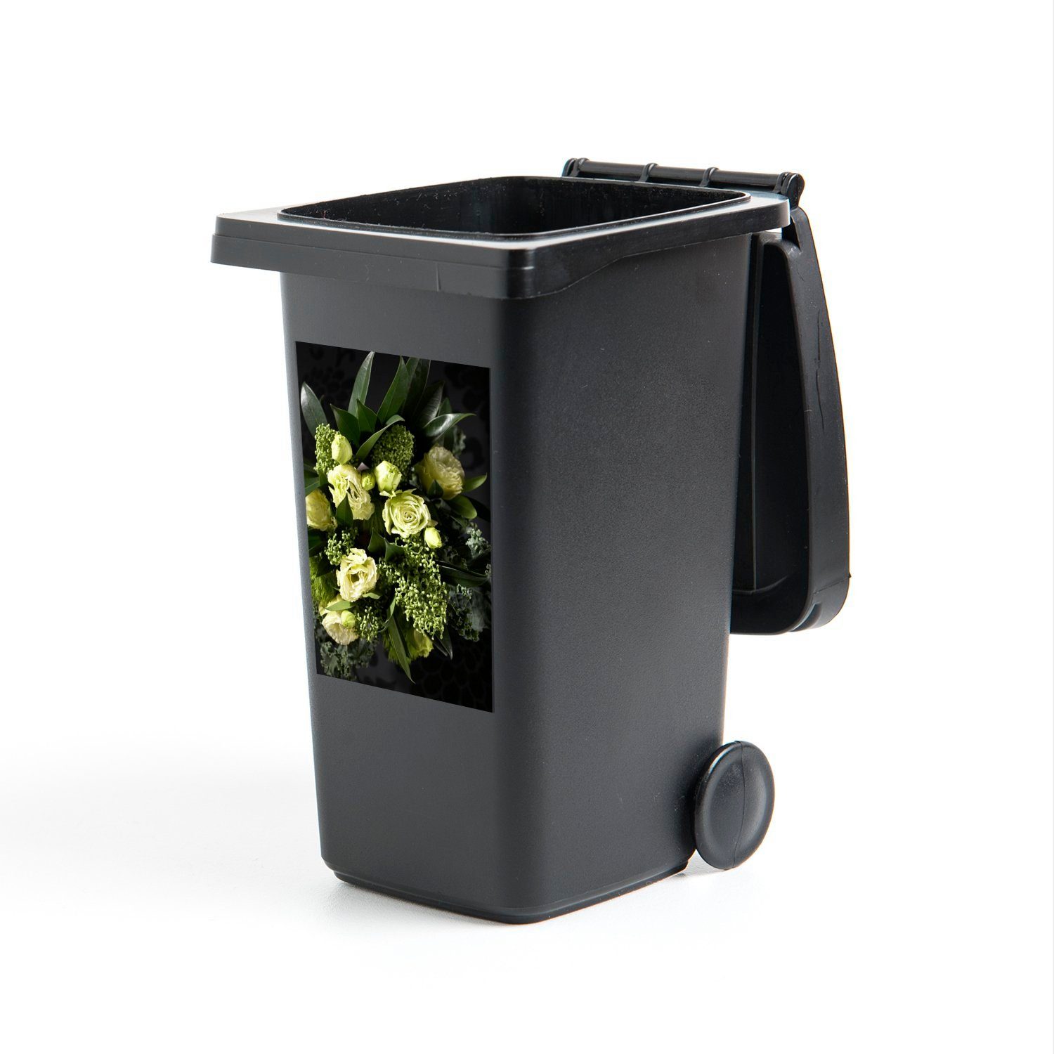 MuchoWow Wandsticker Weißer Strauß aus Skimmia-Blüten (1 St), Mülleimer-aufkleber, Mülltonne, Sticker, Container, Abfalbehälter