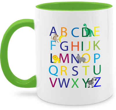 Shirtracer Tasse »ABC Einschulung - Einschulung Geschenk Tasse - Tasse zweifarbig«, Keramik, kaffeetassen einschulung - henkelbecher buchstabe - cup alphabet