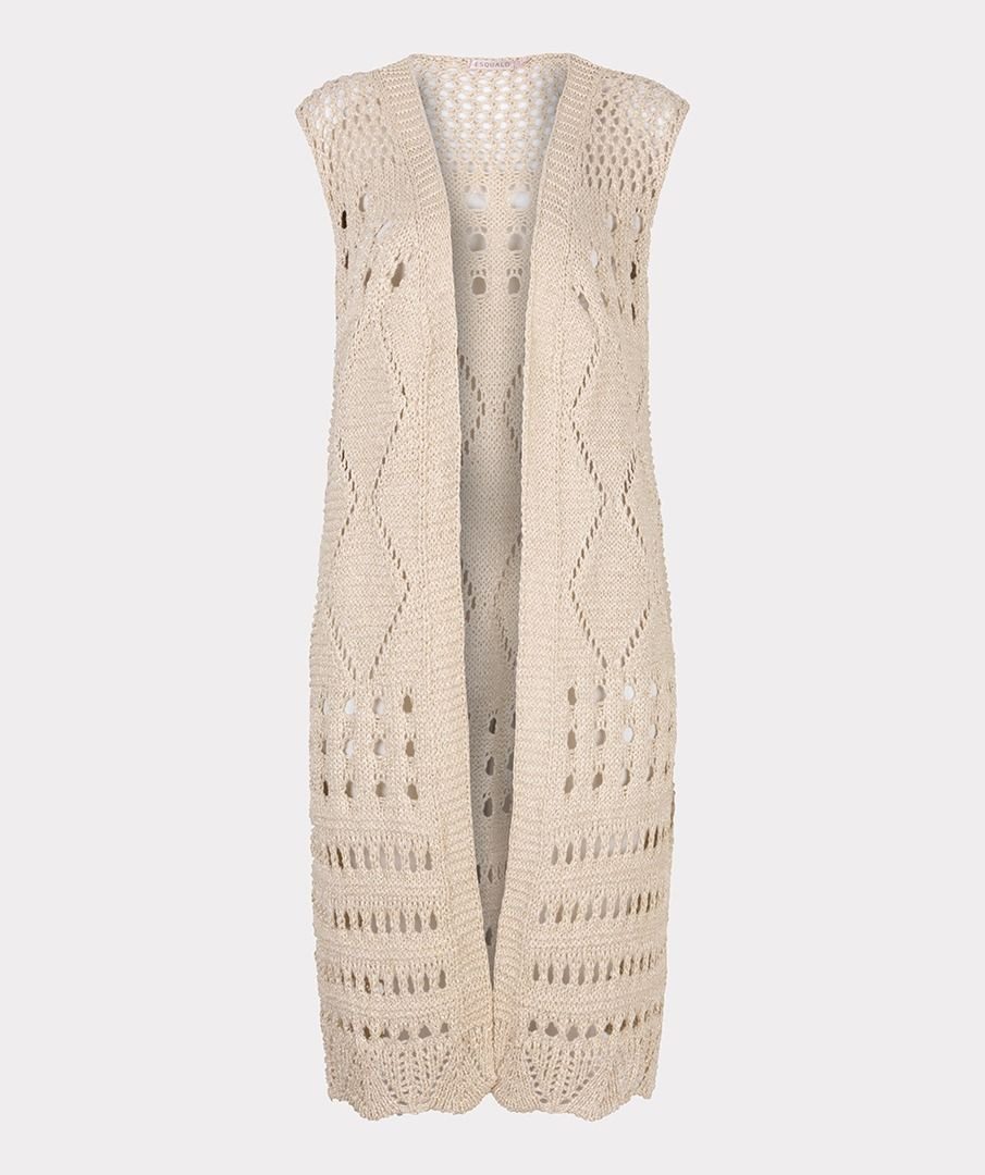 Esqualo Strickjacke Esqualo grober Strickcardigan lang Sand S günstig online kaufen