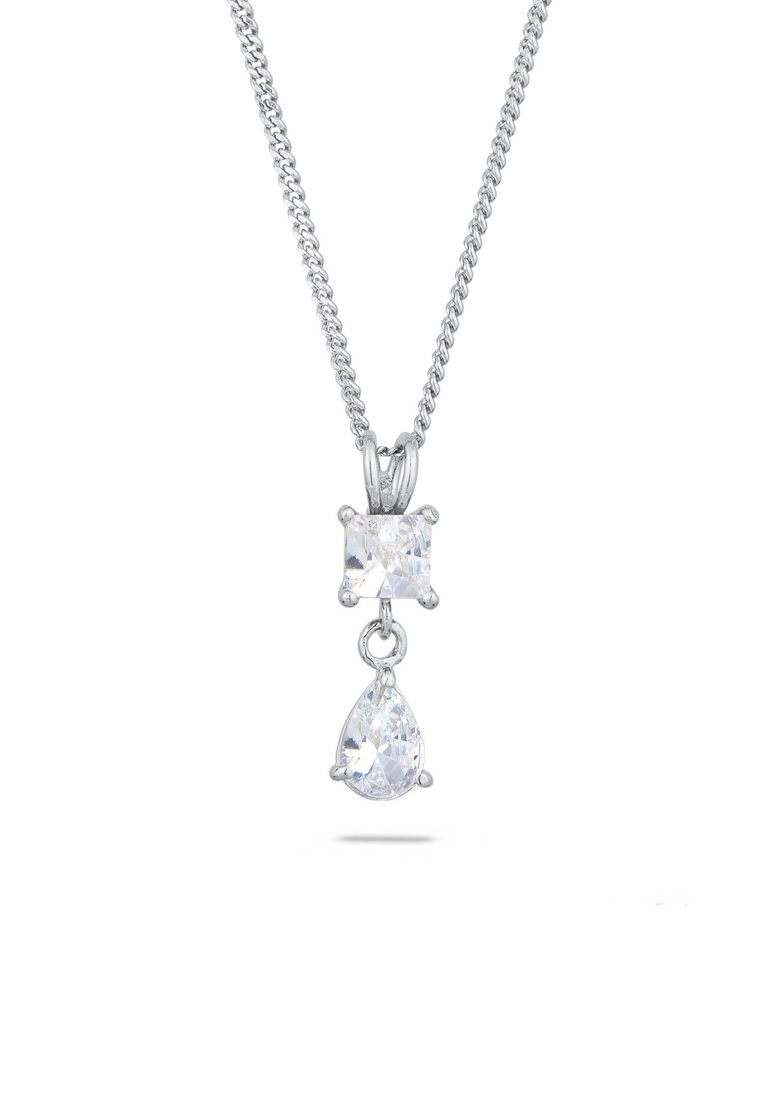 Kette mit Anhänger Tropfen Zirkonia Weiß 925 Sterling Silber