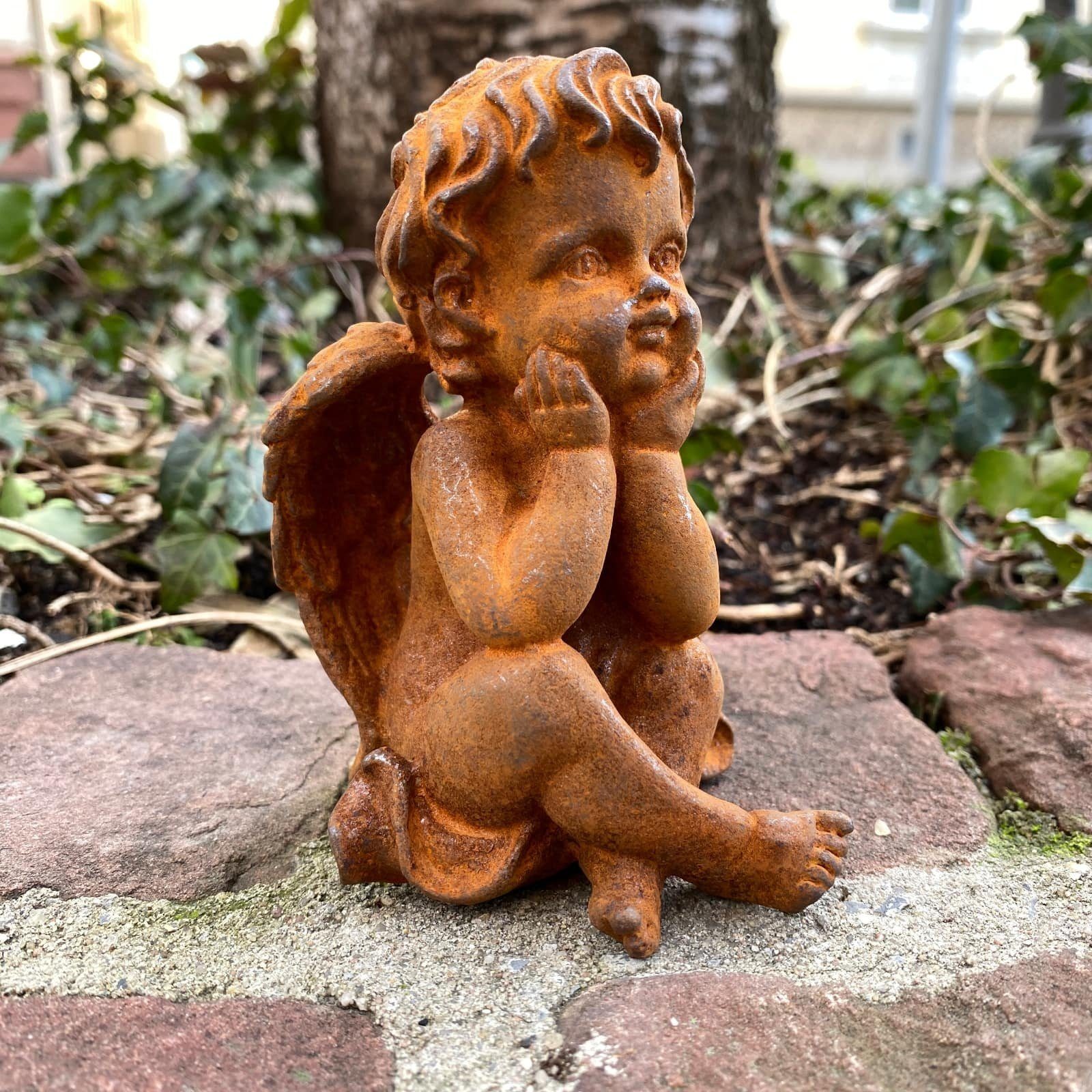 Aubaho Dekofigur Skulptur Engel Figur Dekoration Antik-St Putti Engelsfigur Putte Eisen