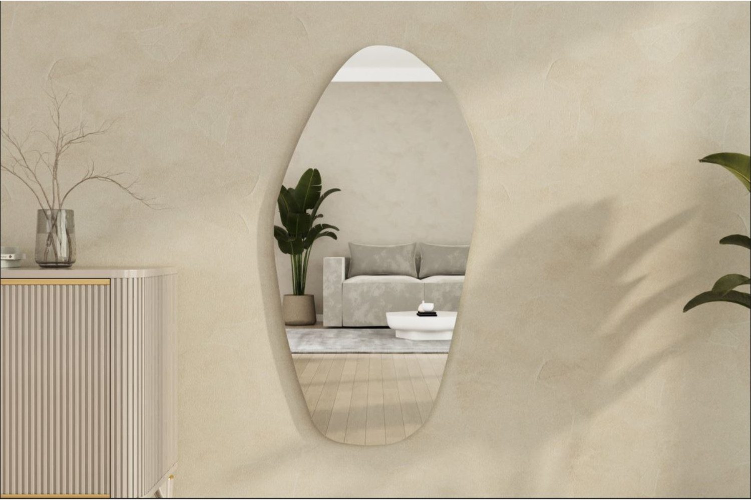 ibonto Wandspiegel Aurora Designspiegel – asymmetrisch, rahmenlos, modern 6 günstig online kaufen