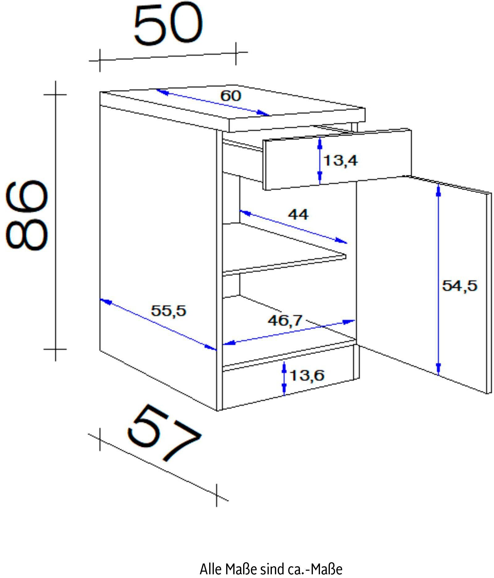 x x cm 86 T) 60 x Flex-Well Riva (B 50 Unterschrank H x