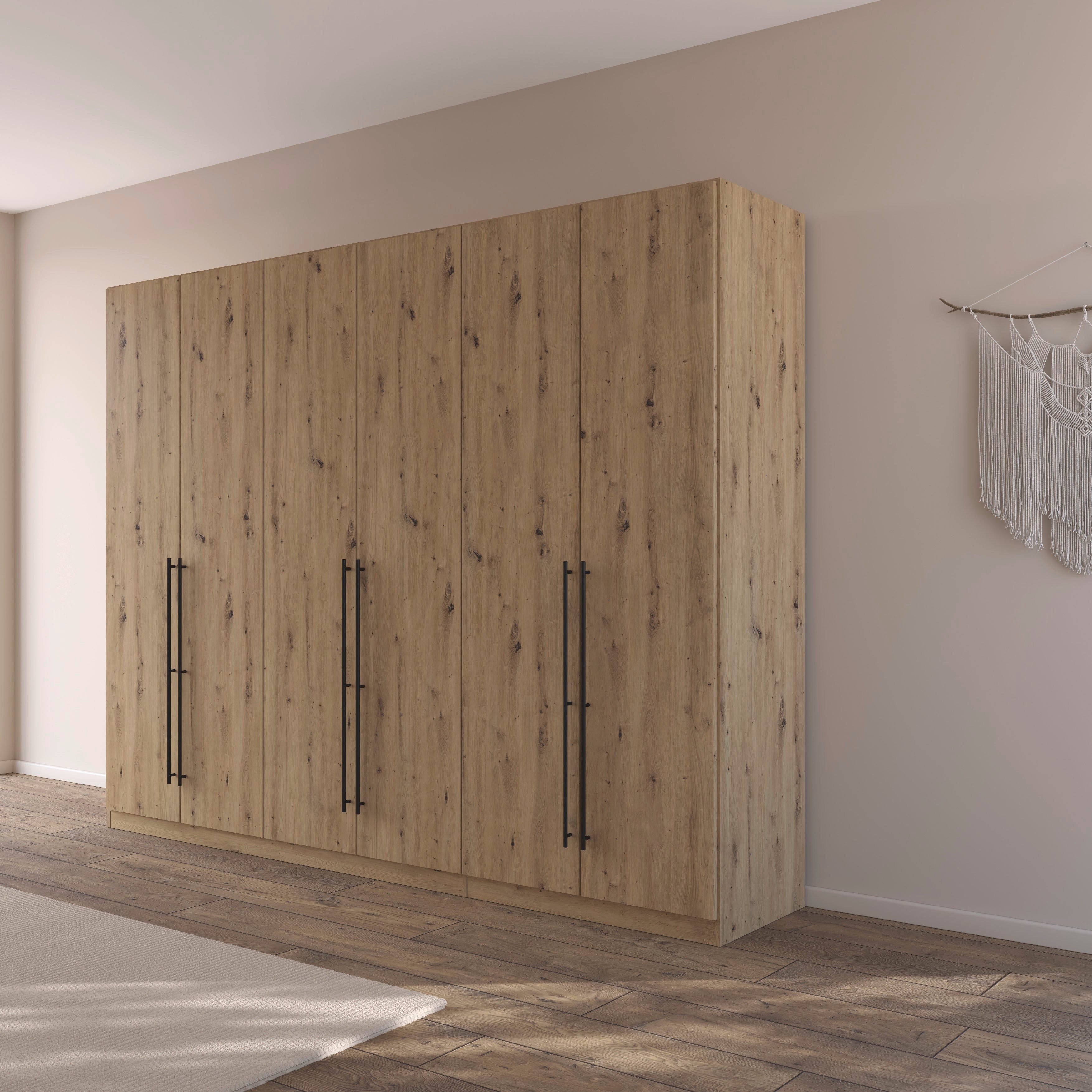 rauch Kleiderschrank Drehtürenschrank Schrank Garderobe Wäscheschrank Schlafzimmer AVOLA (3 verschiedene Ausstattungen BASIC/CLASSIC/PREMIUM (inkl. SOFT-CLOSE) mit hochwertigen Stangengriffen in Schwarz aus Metall MADE IN GERMANY