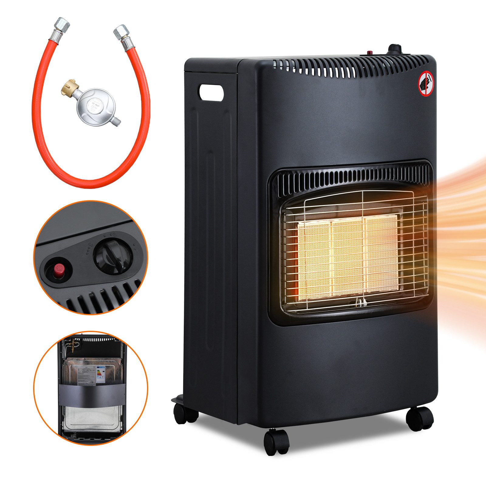 Clanmacy Heizgerät Gasheizung 4200W Keramik Gasheizer Heizstrahler 3 Stufen günstig online kaufen