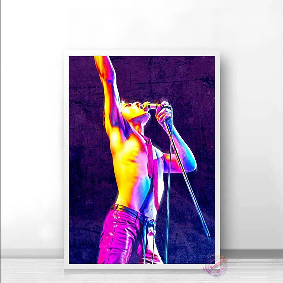 TPFLiving Kunstdruck (OHNE RAHMEN) Poster - Leinwand - Wandbild, Freddie Mercury - Rocksänger der 70-iger und 80-ger Jahre - Queen - (Leinwand Wohnzimmer, Leinwand Bilder, Kunstdruck), Leinwandbild bunt - Größe 13x18cm