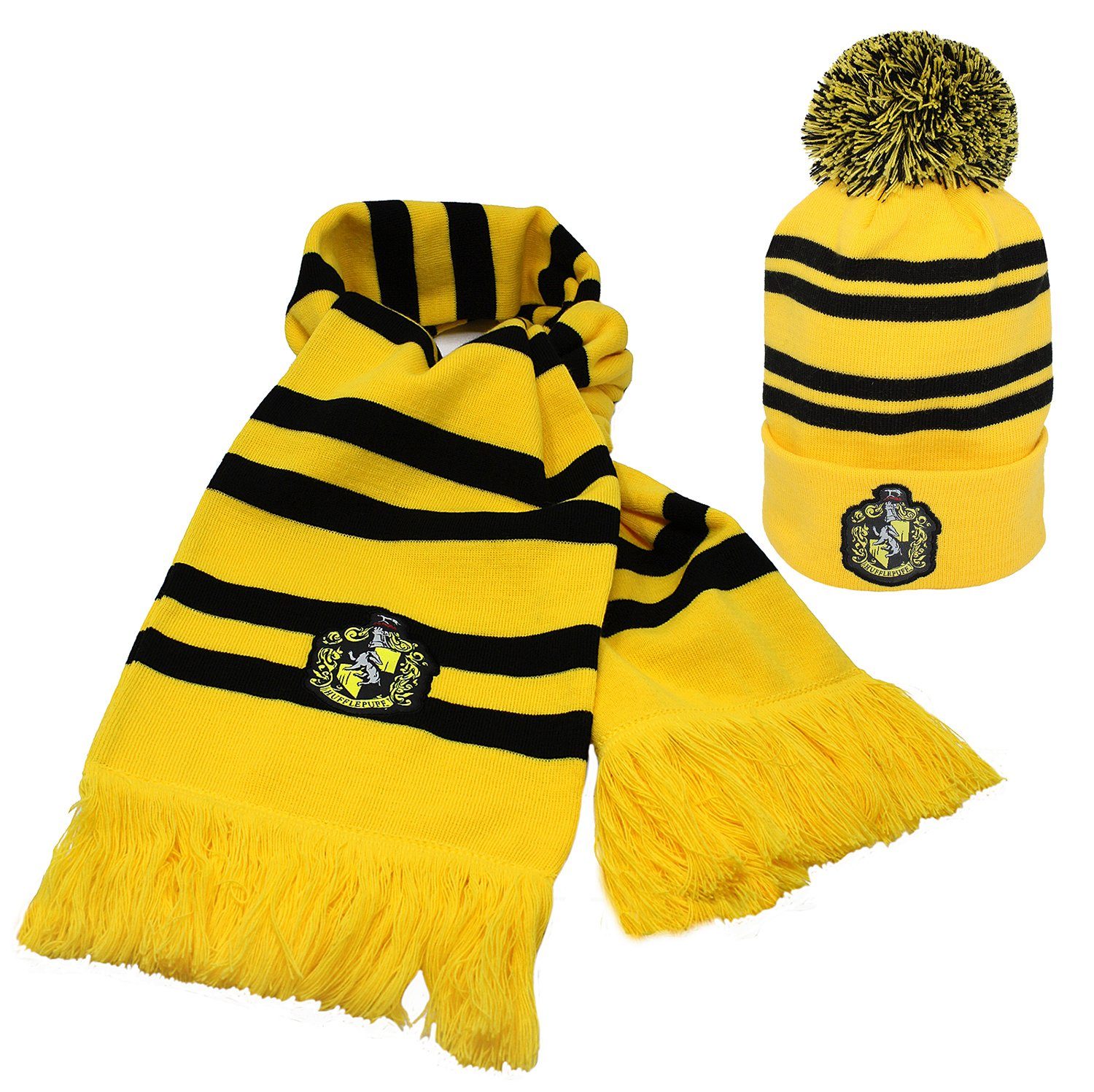 Set Harry & mi Potter Cap Schal Potter Harry Beanie Flat Bommel Hufflepuff