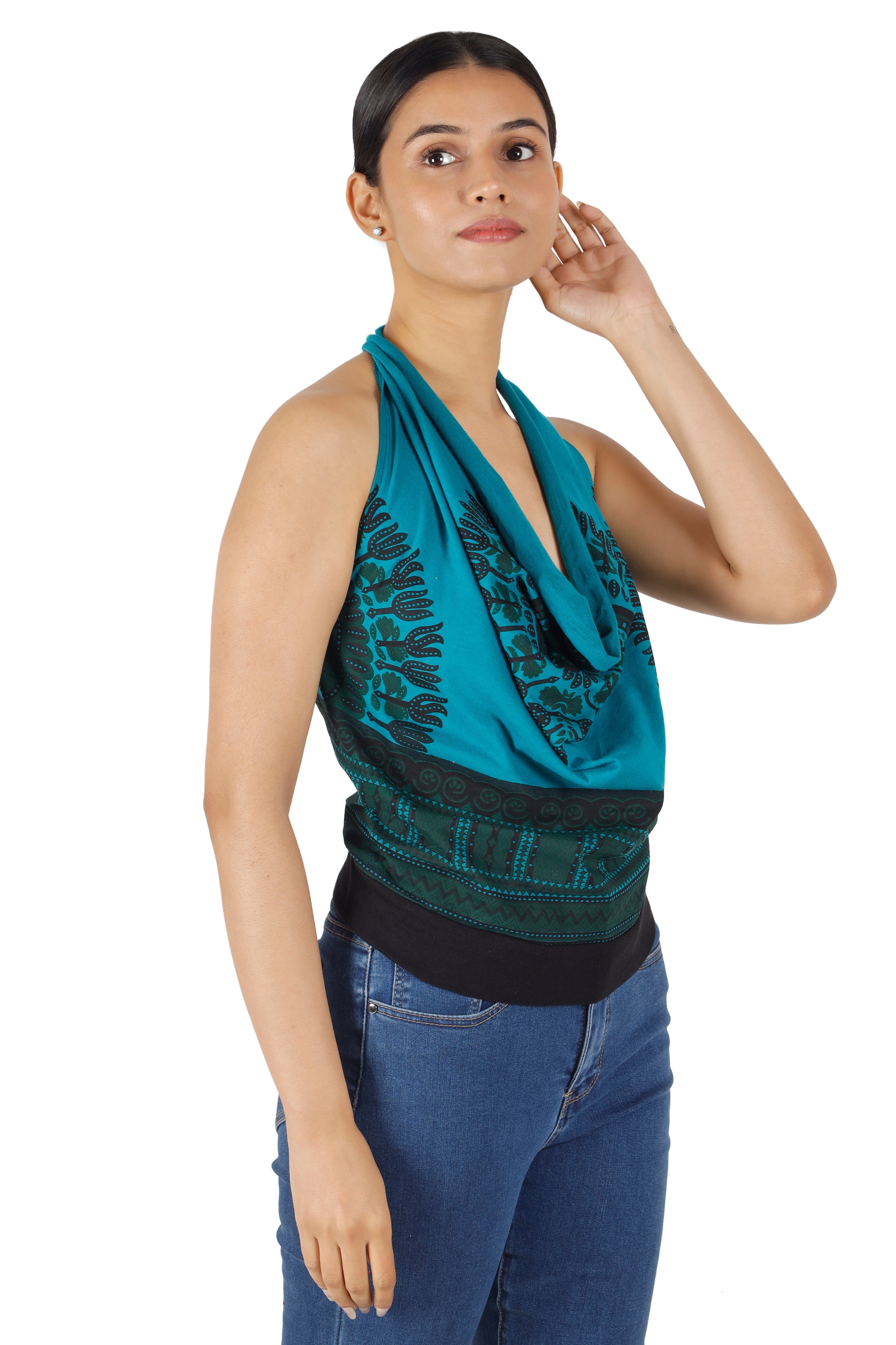 Guru-Shop T-Shirt Goa Top, Dashiki Psytrance Neckholder Top -.. Festival, Hippie, Ethno Style, Psychedelic, alternative Bekleidung
